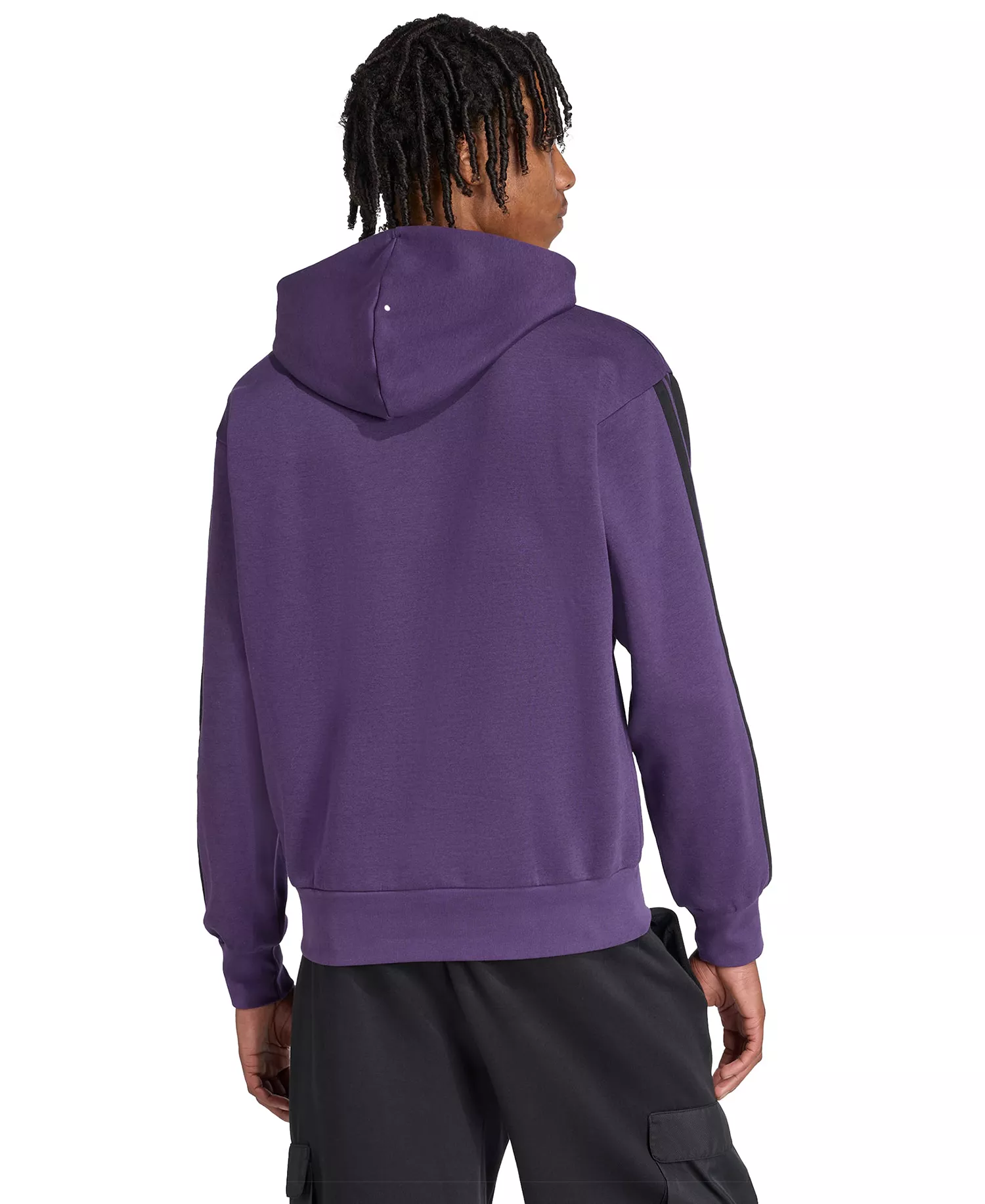 Men's Essential Three Stripes Fleece Hoodie - Aurora Plum/Black - 2XL