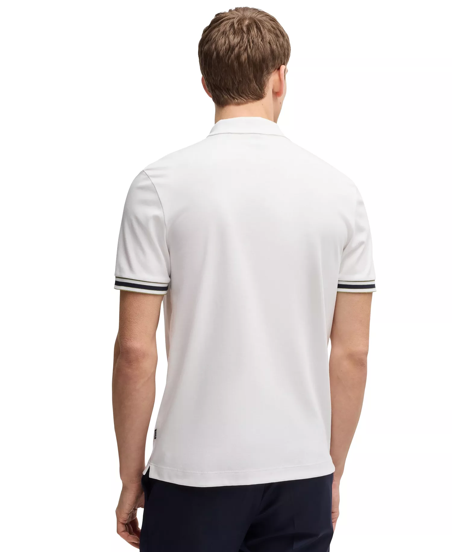 Men's Contrast Tipping Interlock-Cotton Polo Shirt - White - 2XL