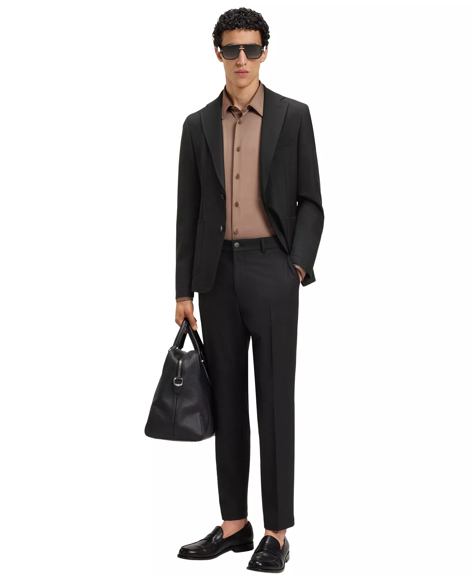 Men's Machine-Washable Stretch Slim-Fit Blazer - Black - 38R