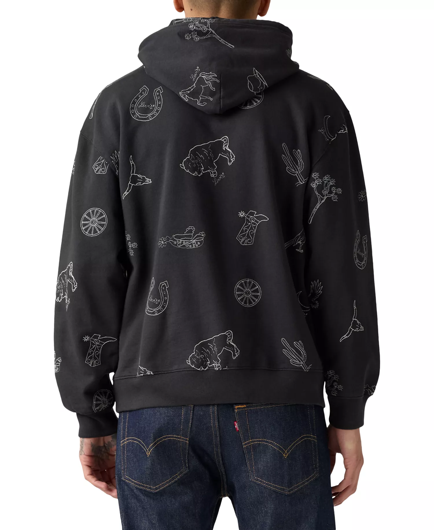 Men's Relaxed Graphic Hoodie - Western Aop - 2XL