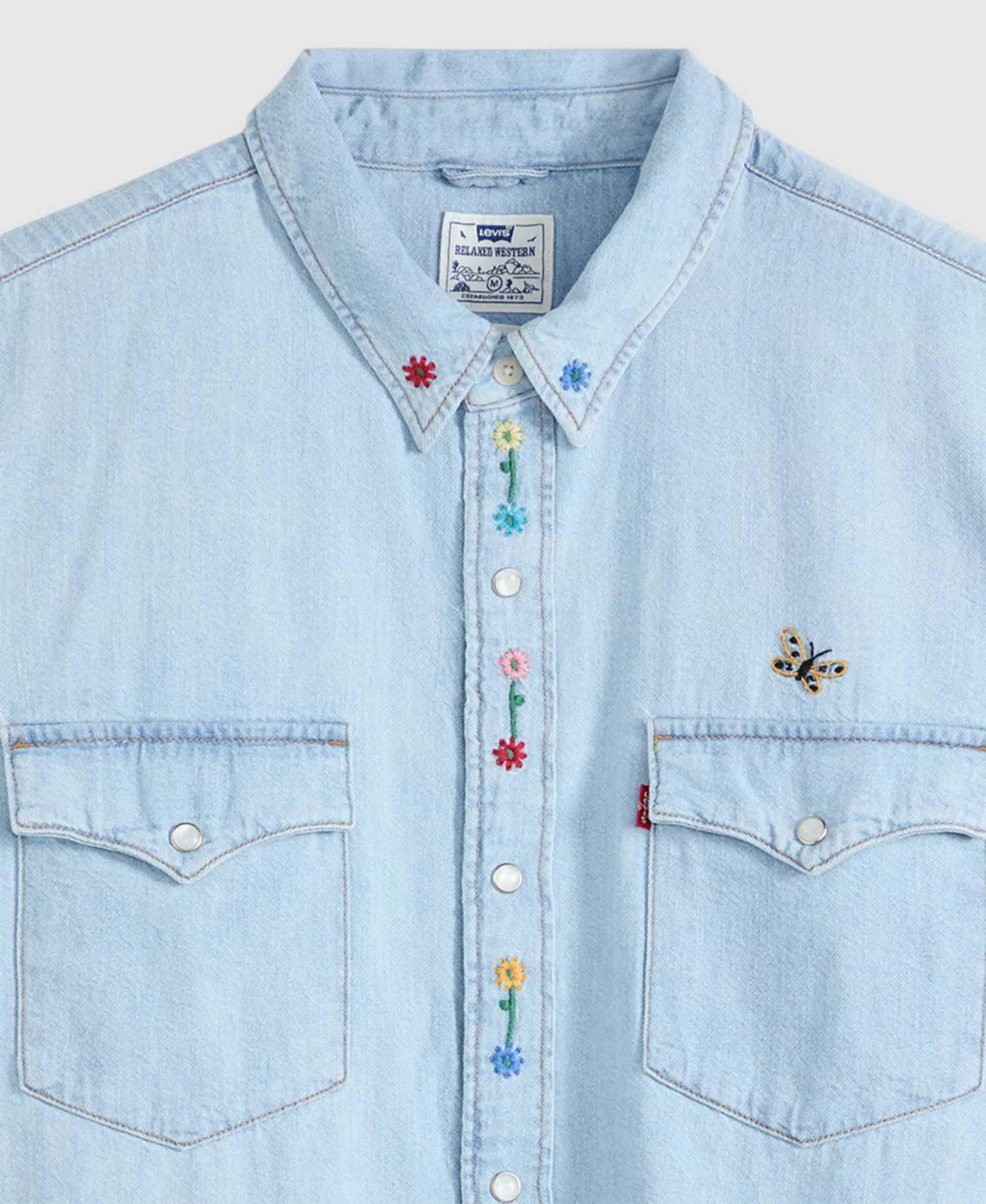 Premium Men's Relaxed-Fit Western Embroidered - Spring Flowers - 2XL