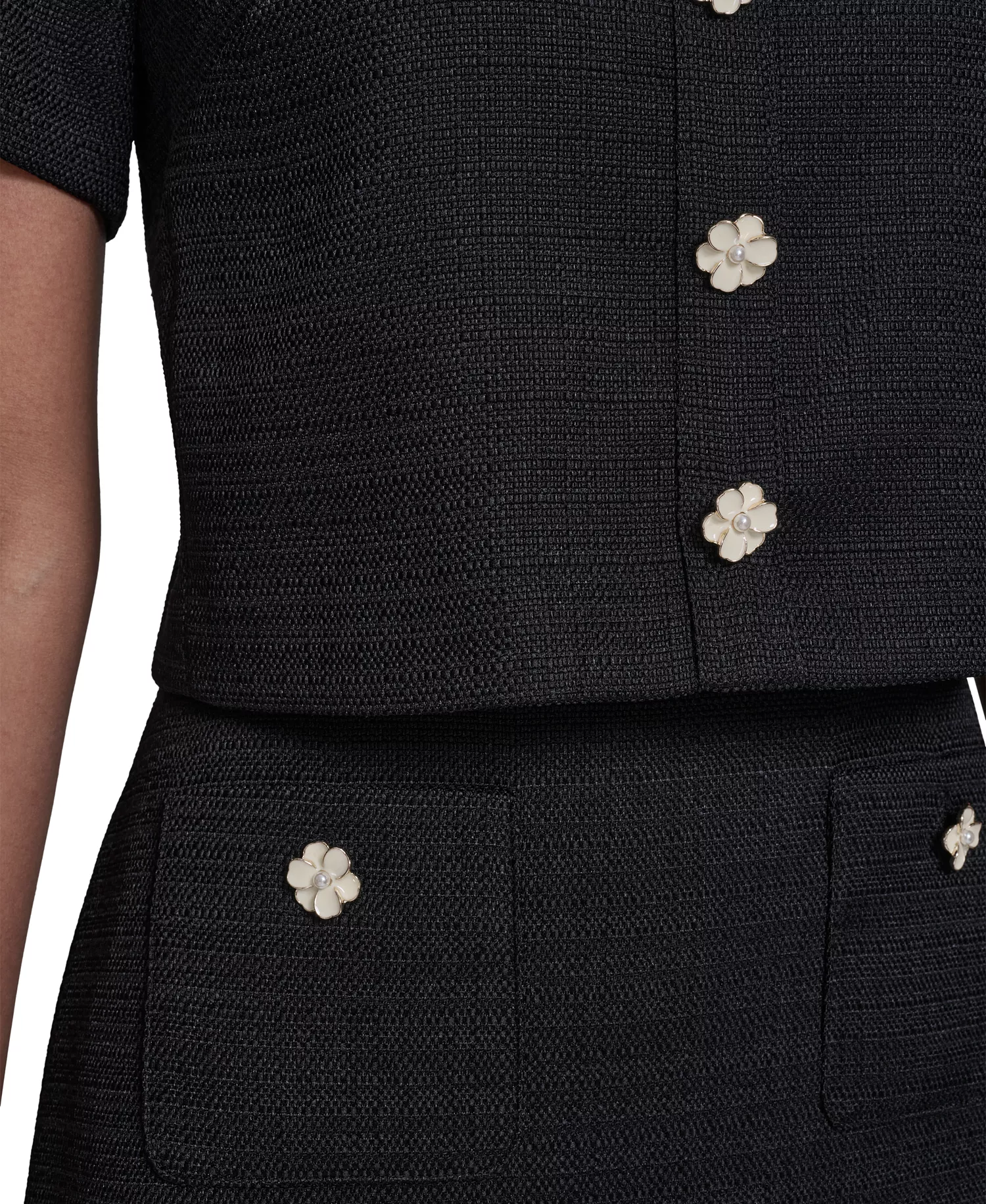 Women's Crewneck Ruffle Hem Dress - Black - 0