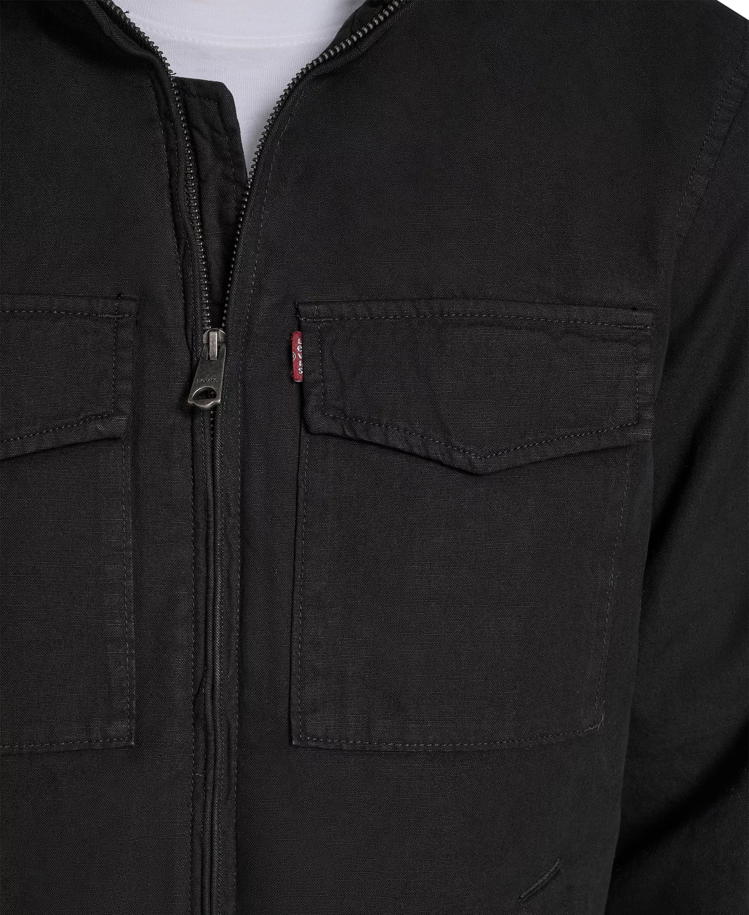 Men's Cotton Military Jacket - Black - L