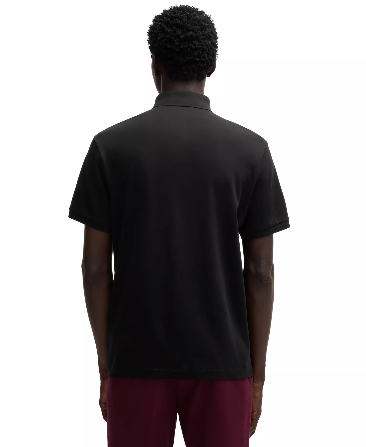 Men's Mercerized Cotton Regular-Fit Polo Shirt - Black - L