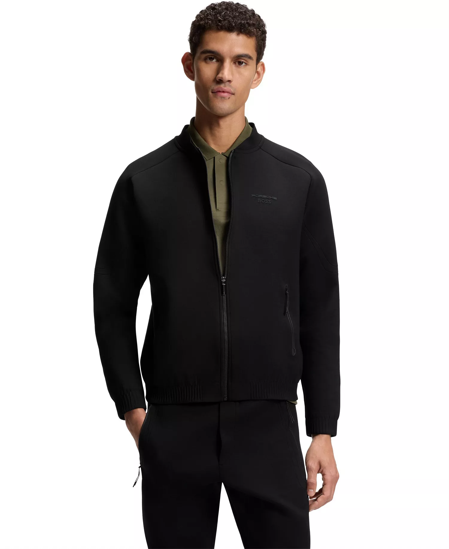 BOSS x Porsche Men's Embossed Artwork Zip-Up Sweatshirt - Black - 2XL