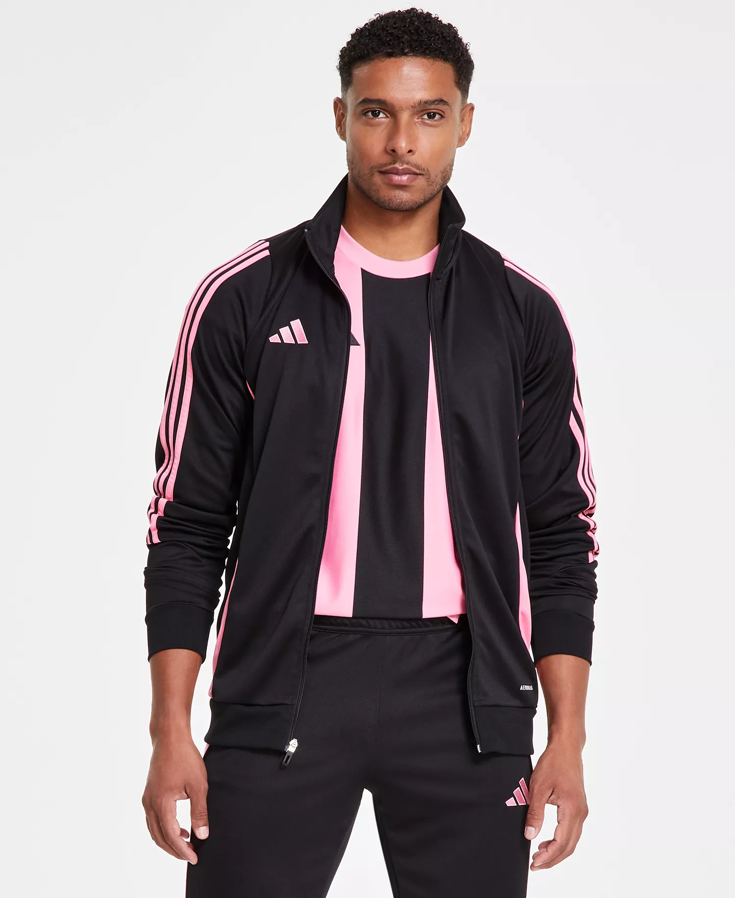 Men's Tiro 24 Slim-Fit Performance 3-Stripes Track Jacket - Black/pink - 2XL