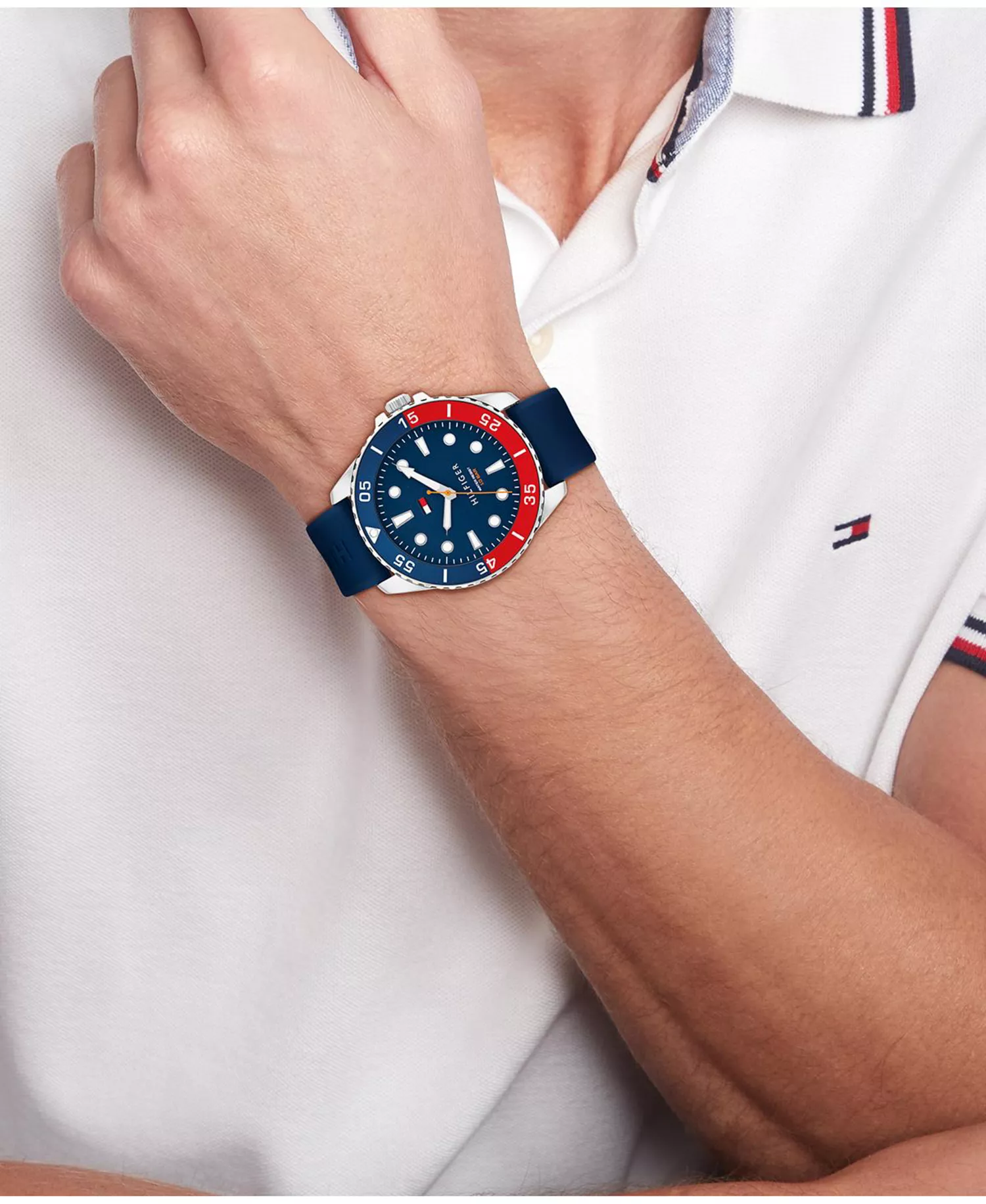 Men's Quartz Blue Silicone Strap Watch, 42mm - Blue - 42mm