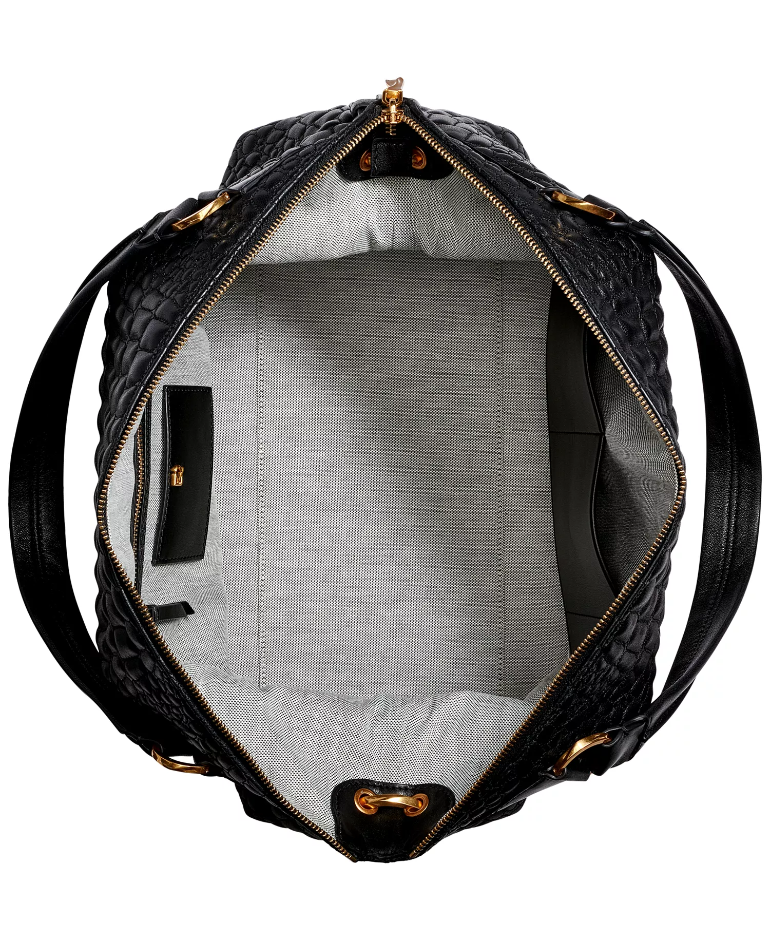 Glenwood Quilted Croc Top Handle Satchel with Tassel Detail - Black/gold - NO SIZE