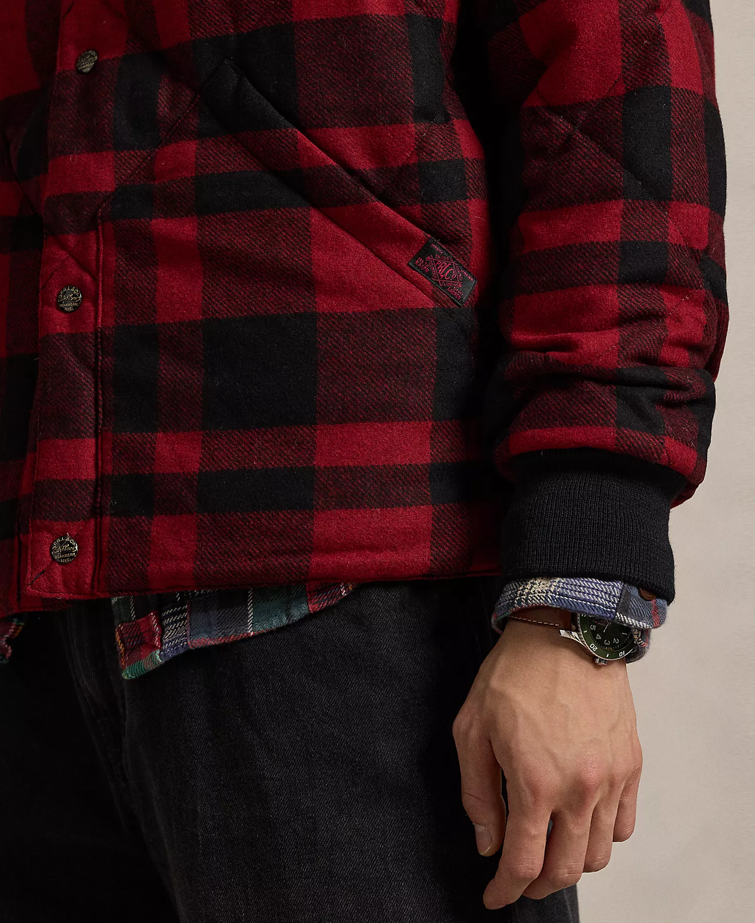 Men's Baseball Collar Buffalo Check Jacket - Buffalo Plaid - S