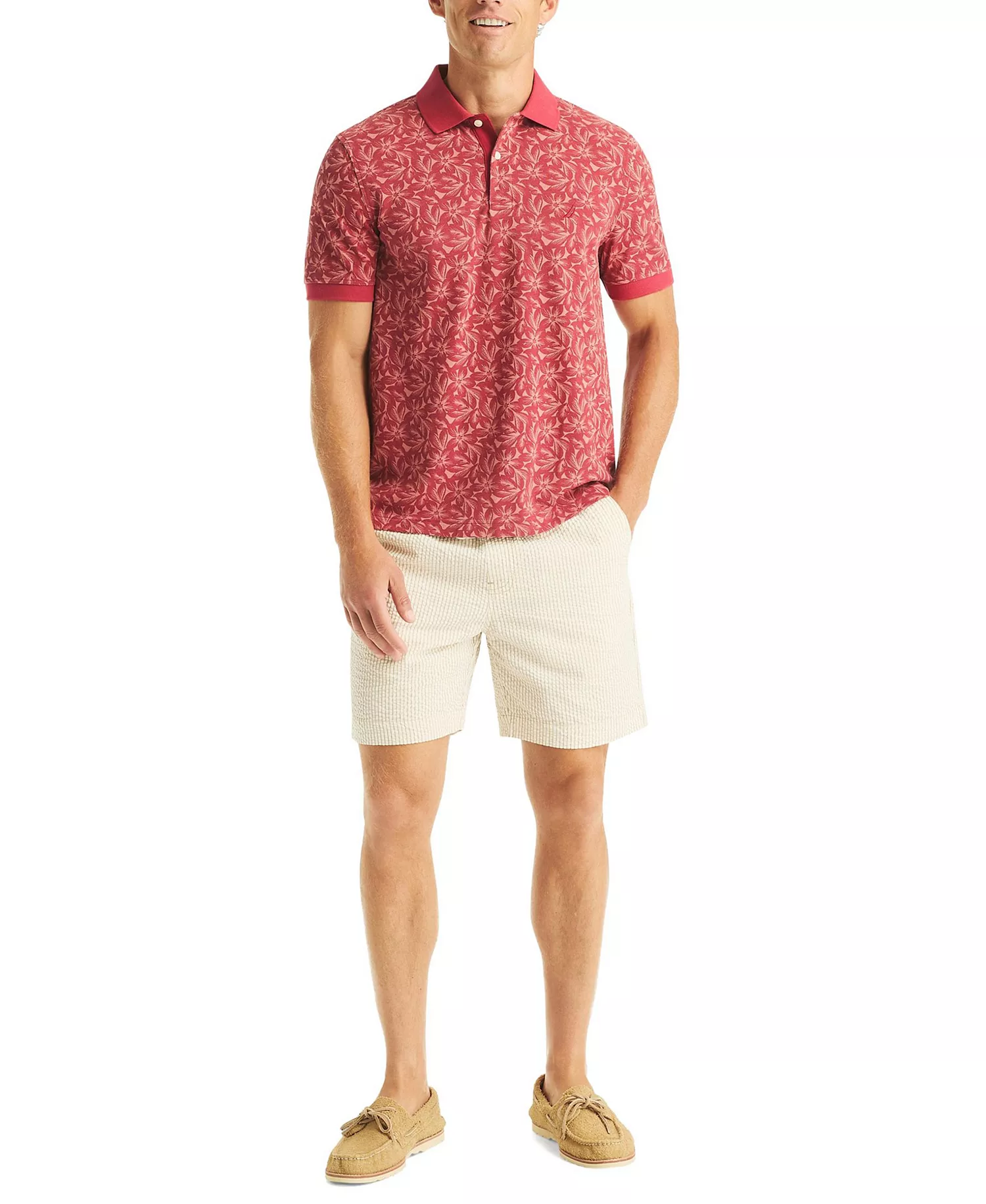 Men's Classic-Fit Printed Polo Shirt - Ocean Garnet - 2XL