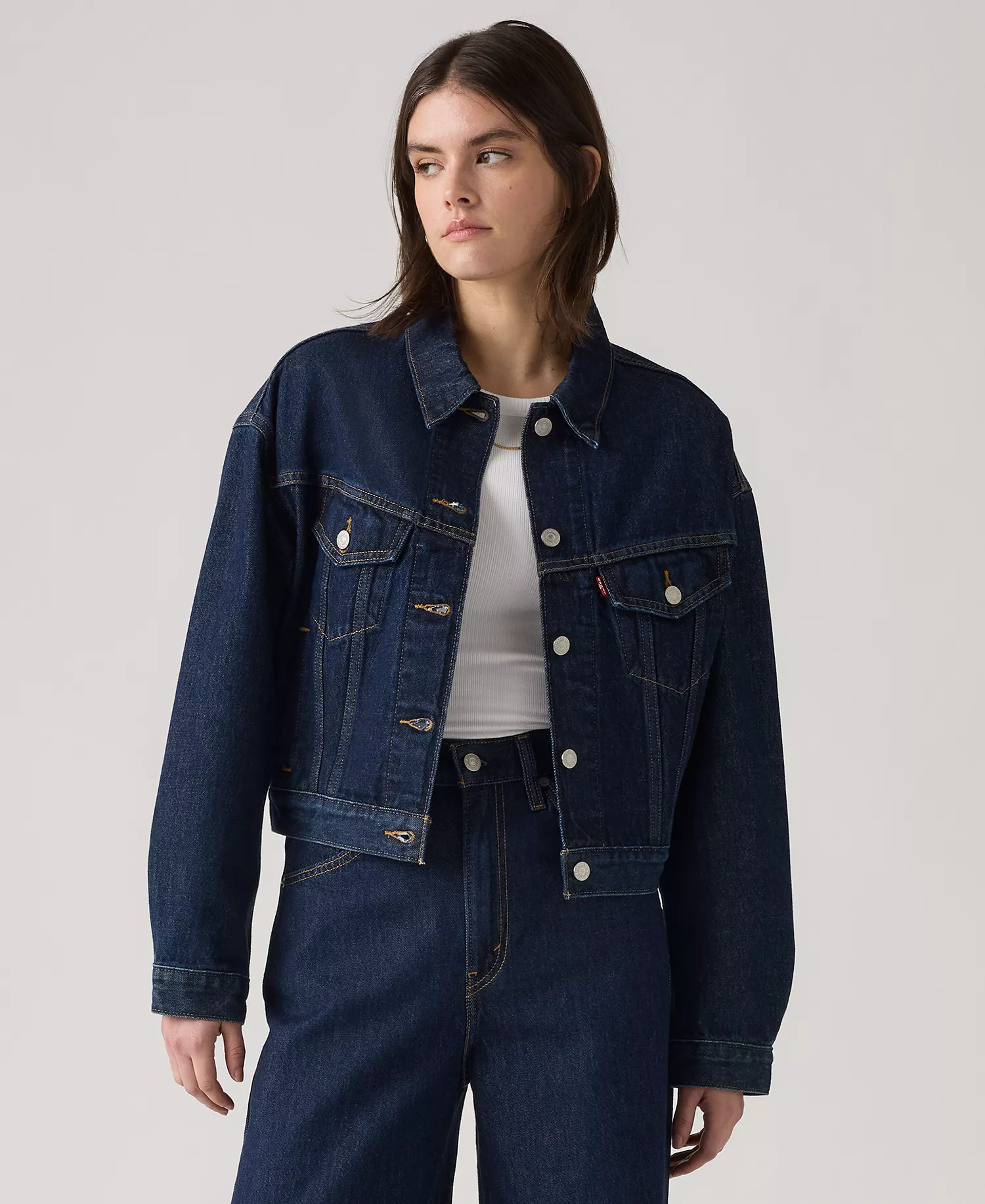 Women's Shrunken '90s Trucker Jacket - Blue - L