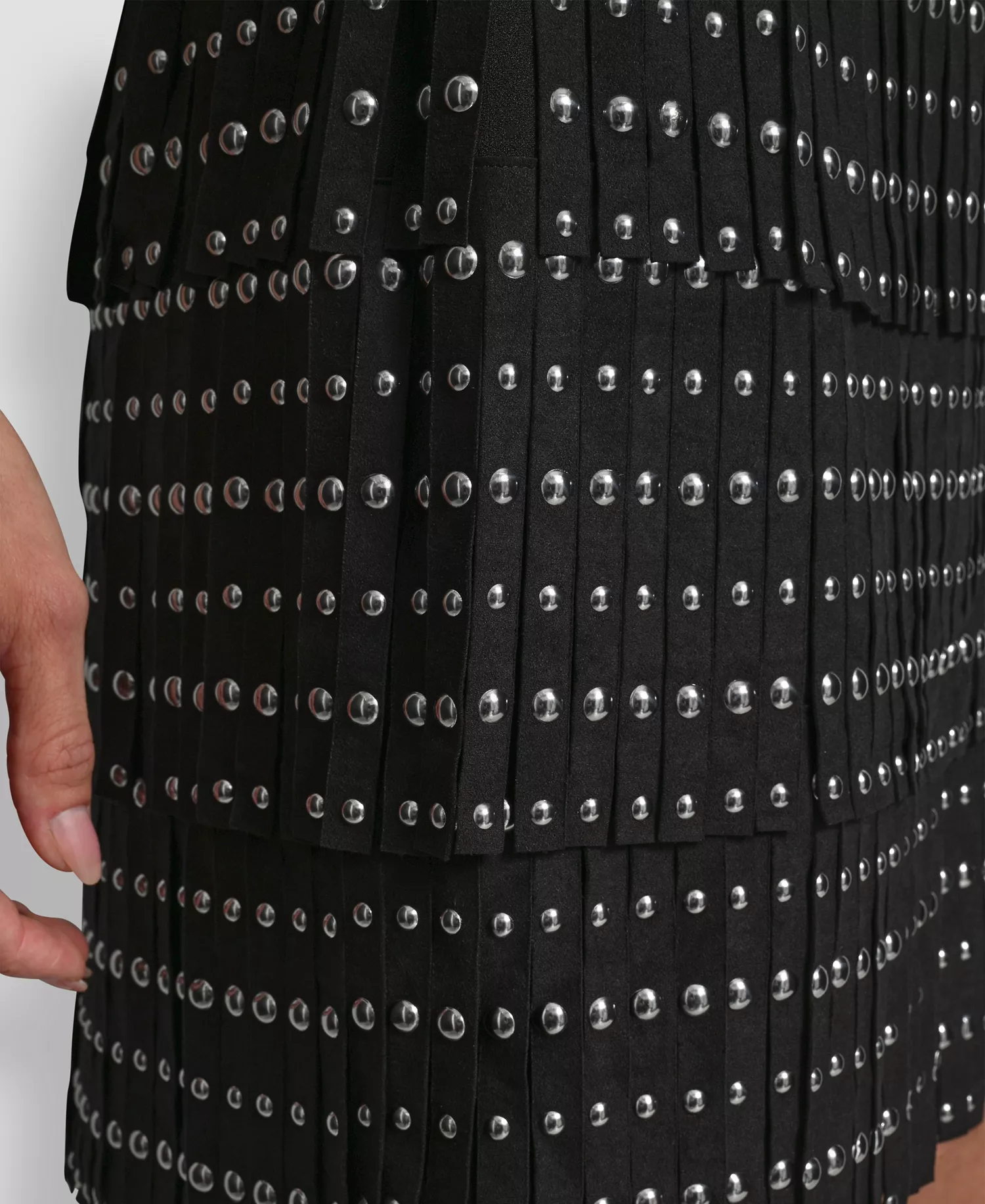 Women's Fringe Detail Mini Skirt - Black - 12