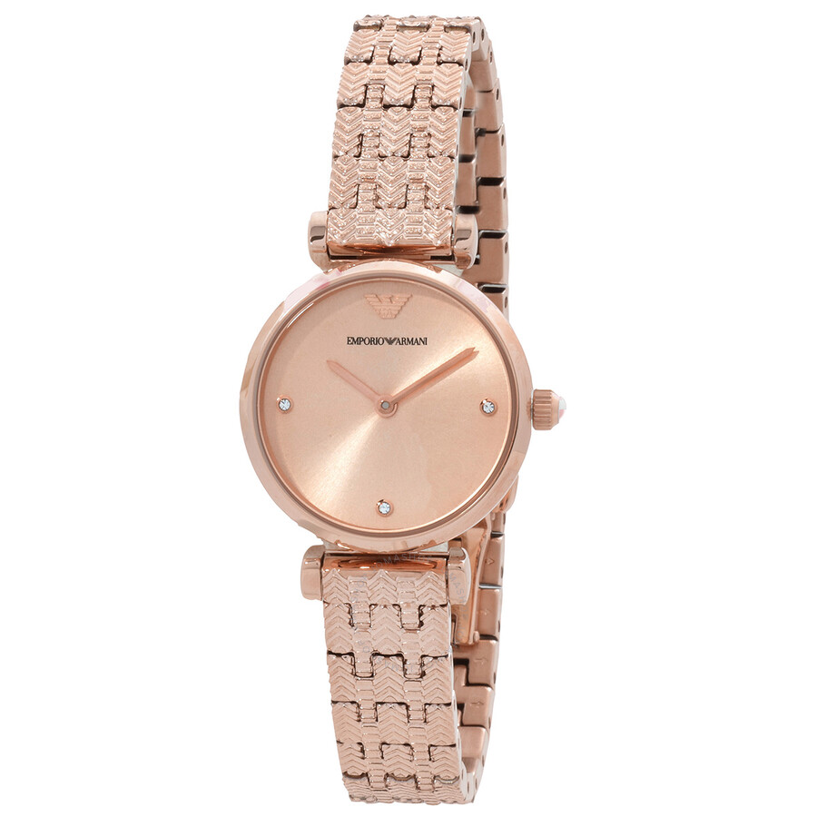 Emporio Armani Armani Gianna T-bar Quartz Rose Gold Dial Ladies Watch