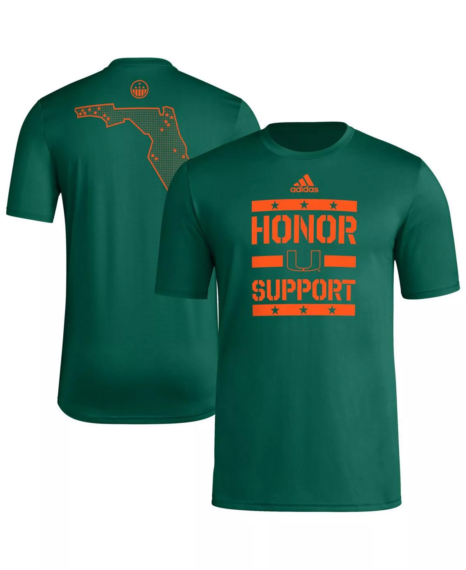 Men's Green Miami Hurricanes Honor Support Pre-Game T-Shirt - Green - L