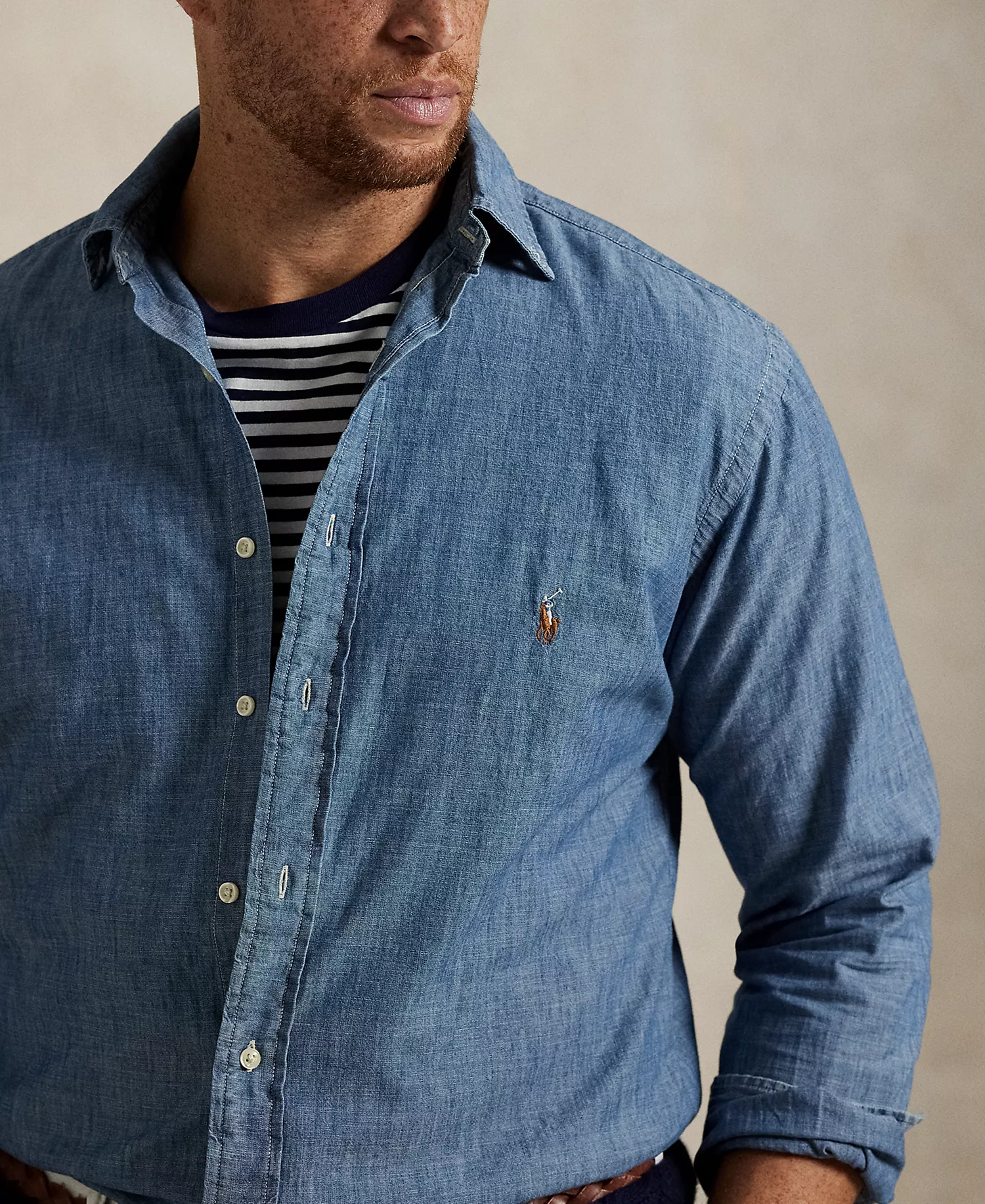 Men's Big & Tall Indigo Chambray Shirt - Medium Indigo - 2LT