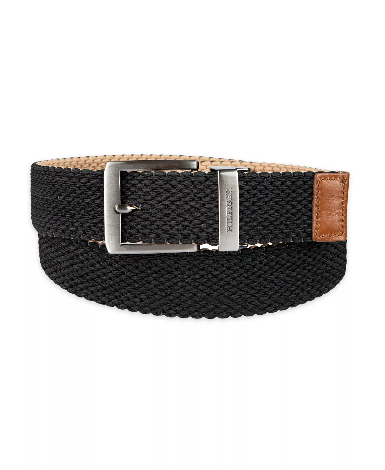 Men's Two-in-One Reversible Fully Adjustable Stretch Casual Cord Belt - Tan/Black - S (30-32)