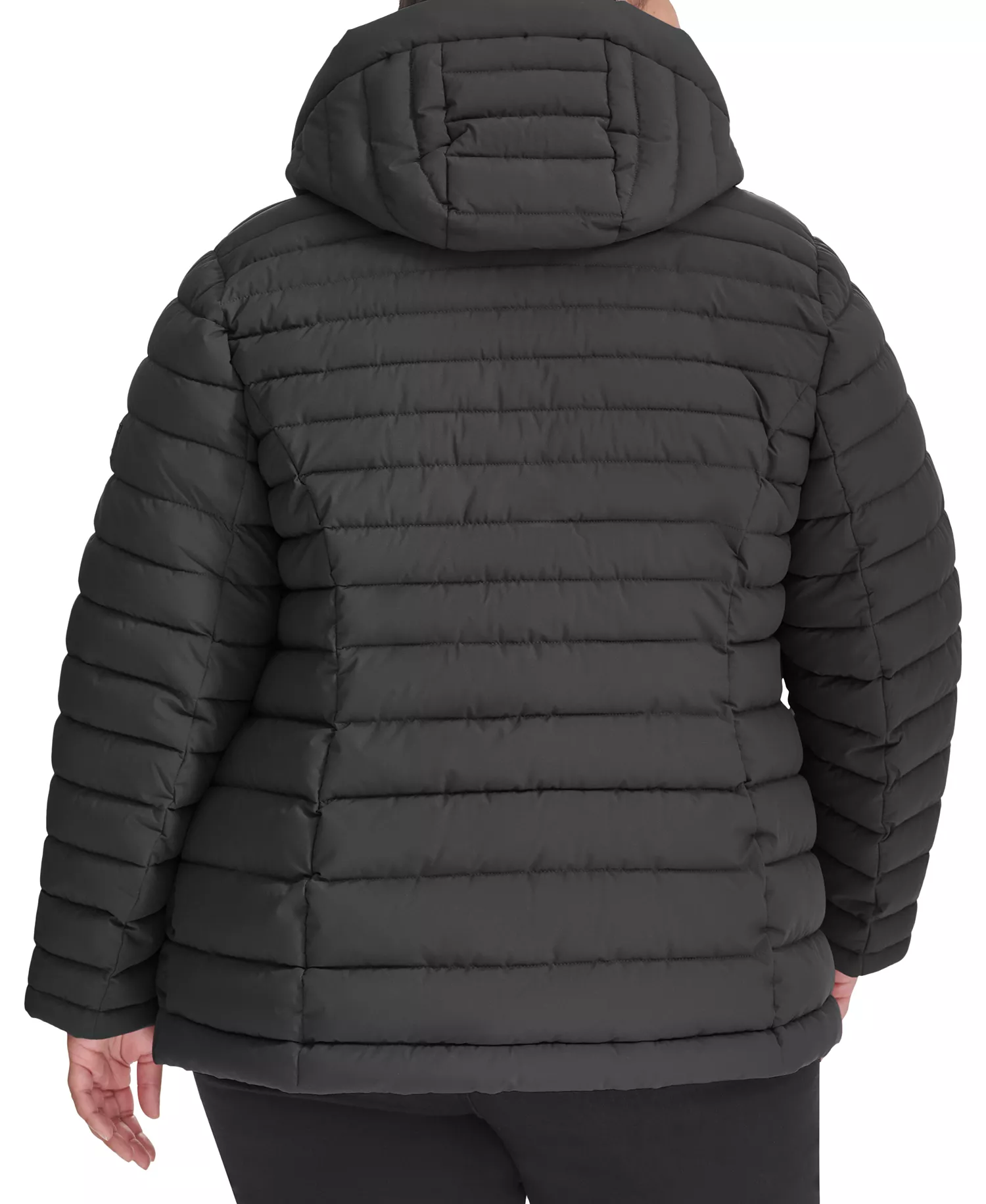 Plus Size Hooded Packable Puffer Coat, Created for Macy's - Black - 0X