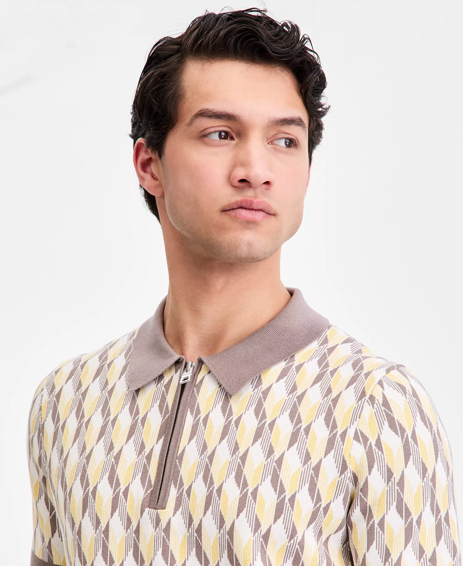 Men's Jacquard Half-Zip Short-Sleeve Polo Shirt - open miscellaneous - 2XL