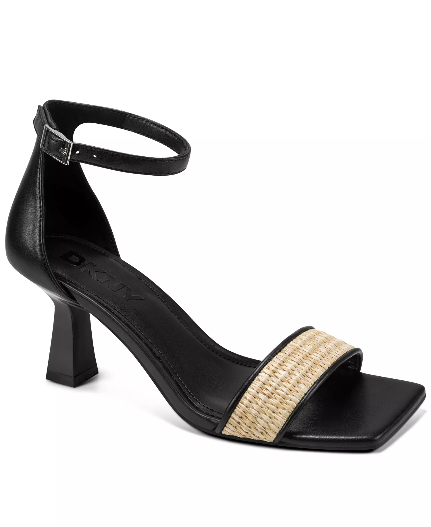 Women's Krazz Raffia Ankle Strap Sandals - Black - 10M