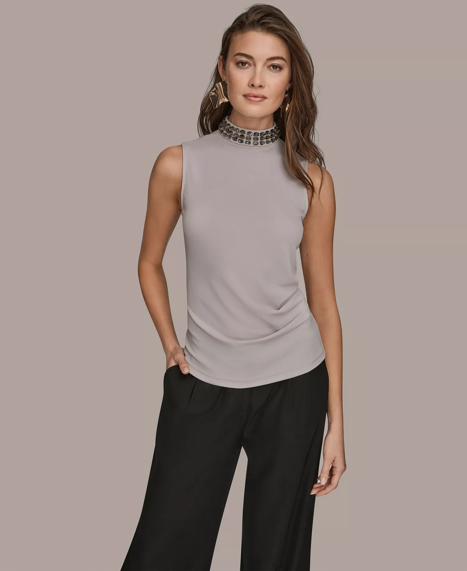 Women's Embellished Sleeveless Top - Vapor - L