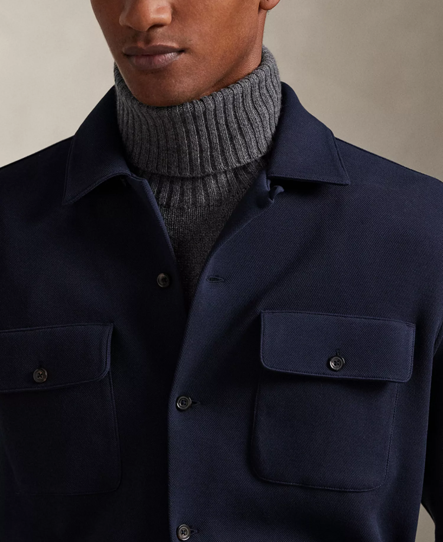 Men's Long-Sleeve Mesh Double Knit Tech Shirt - Aviator Navy - 2XL