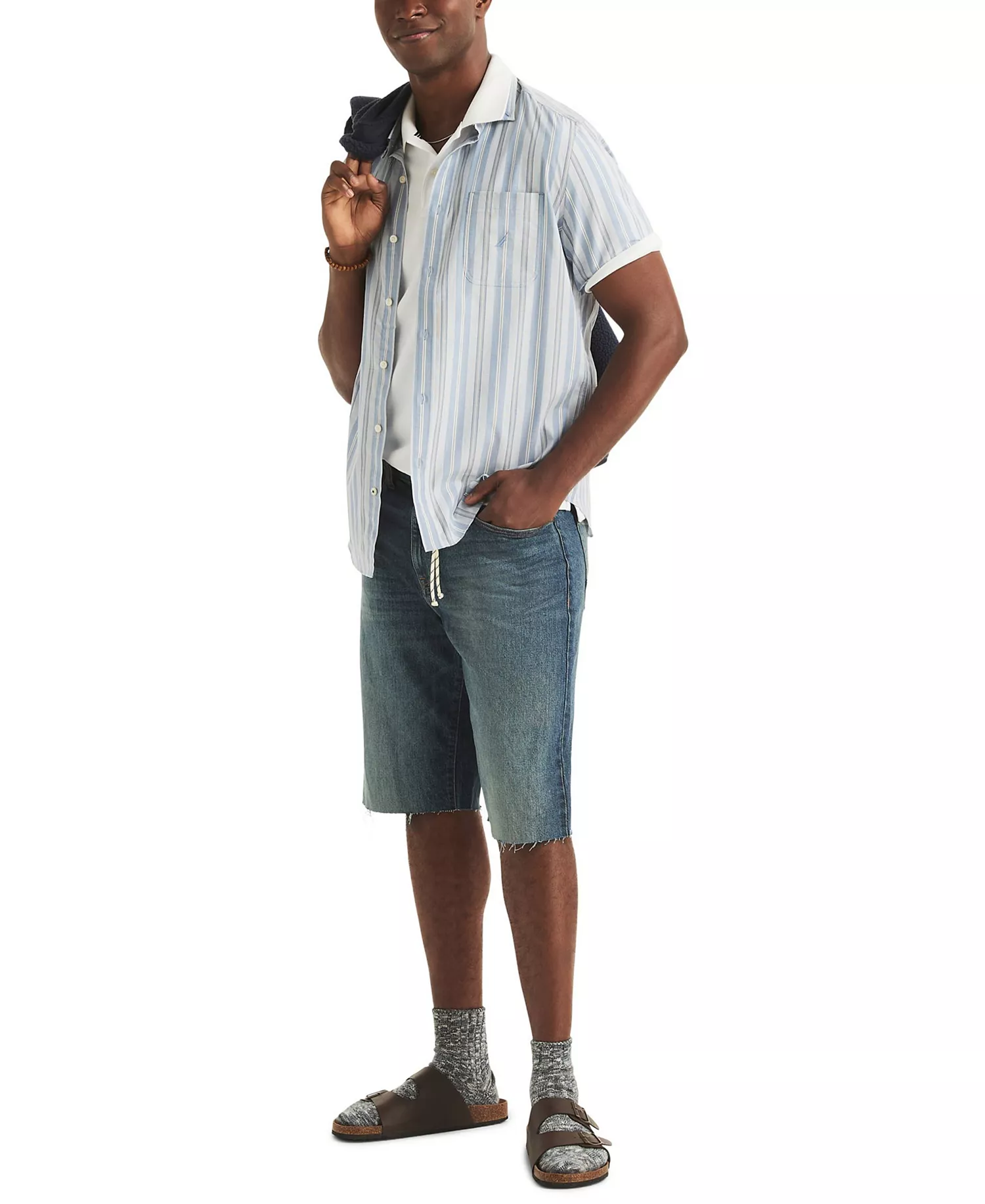 Men's Striped Classic-Fit Shirt - Dutch Blue - L