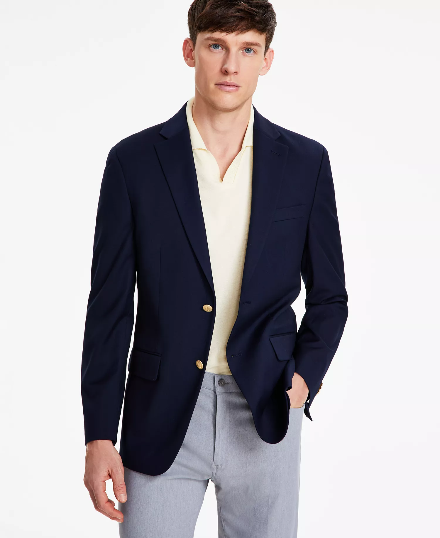Men's Modern-Fit Solid Navy Blazer - Navy - 36R