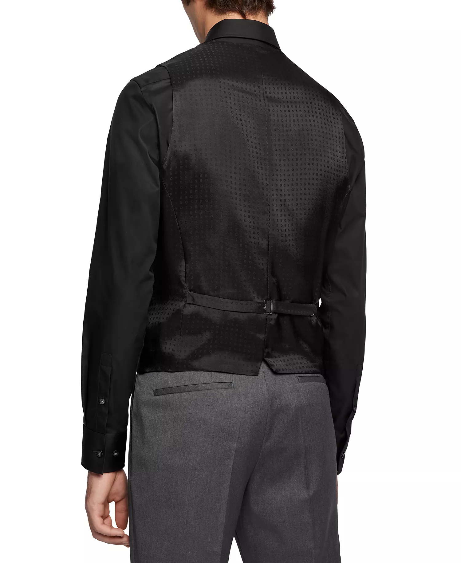 BOSS by Men's Virgin-Wool Serge Slim-Fit Vests - Dark Gray - 36R