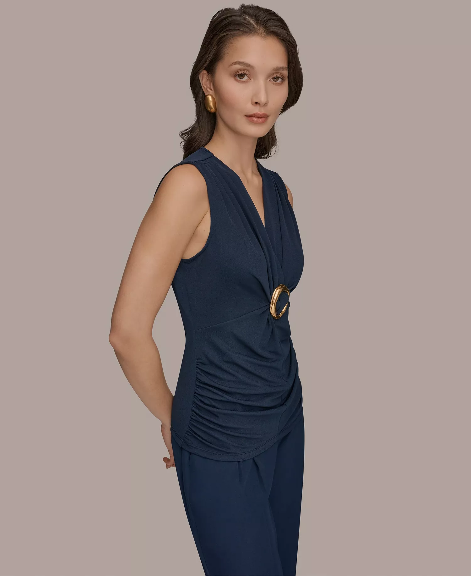 Women's Deep V-Neck Knit Top - Nightfall - L