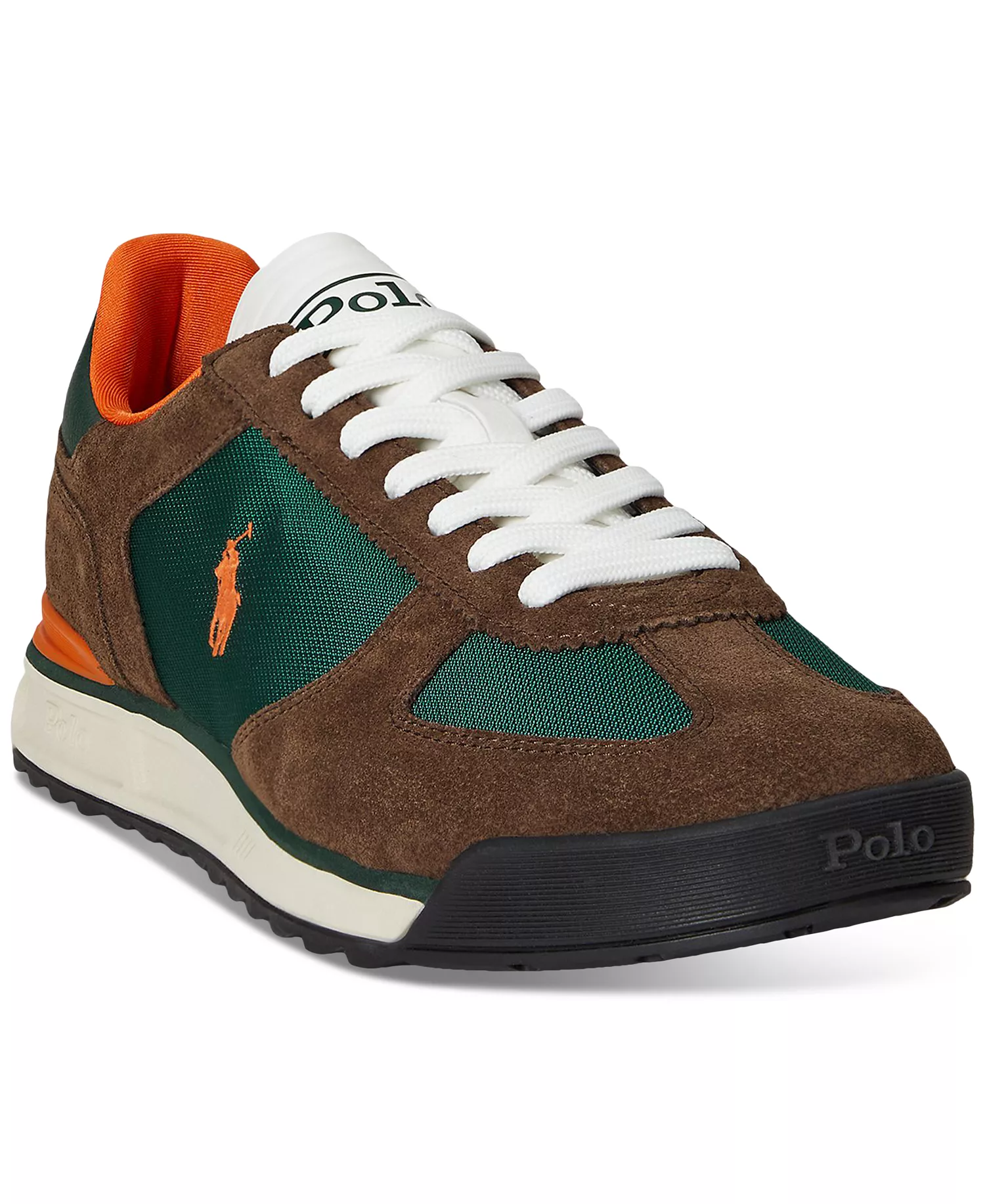 Men's Suede & Nylon Varick Sneakers - Chocolate Brown/forest/orange - 10