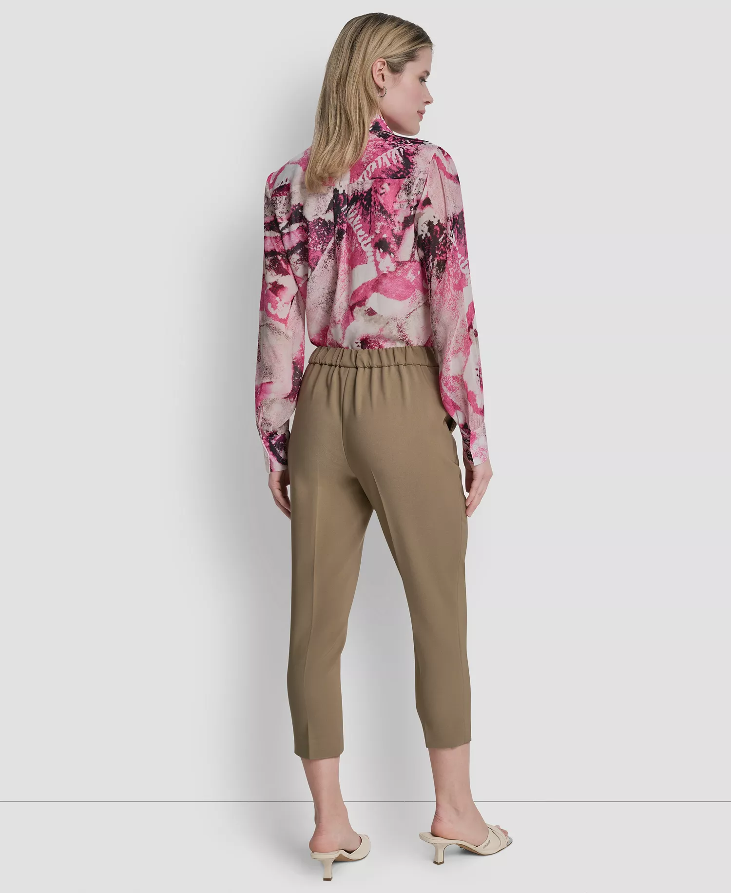 Petite Mid-Rise Elastic Back Ankle Pants - Beige - 0P