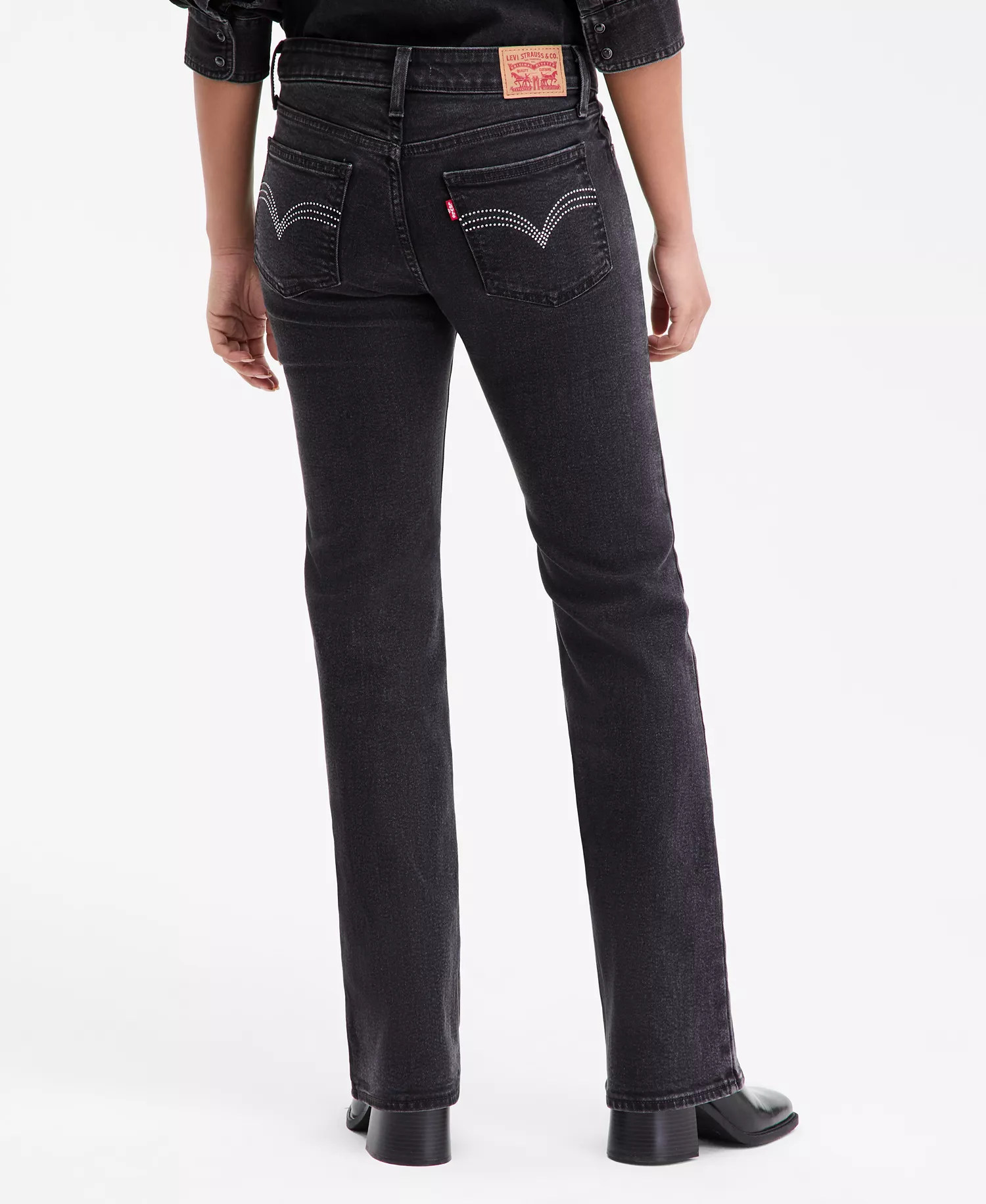 Women's Super-Low Studded Bootcut Jeans - Black - 24