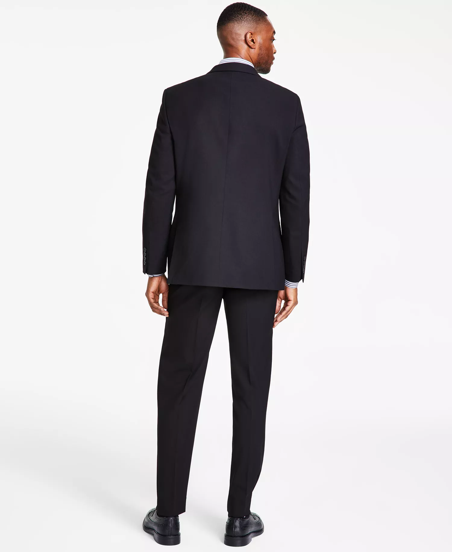 Men's Modern-Fit Bi-Stretch Suit - Black Solid - 36R