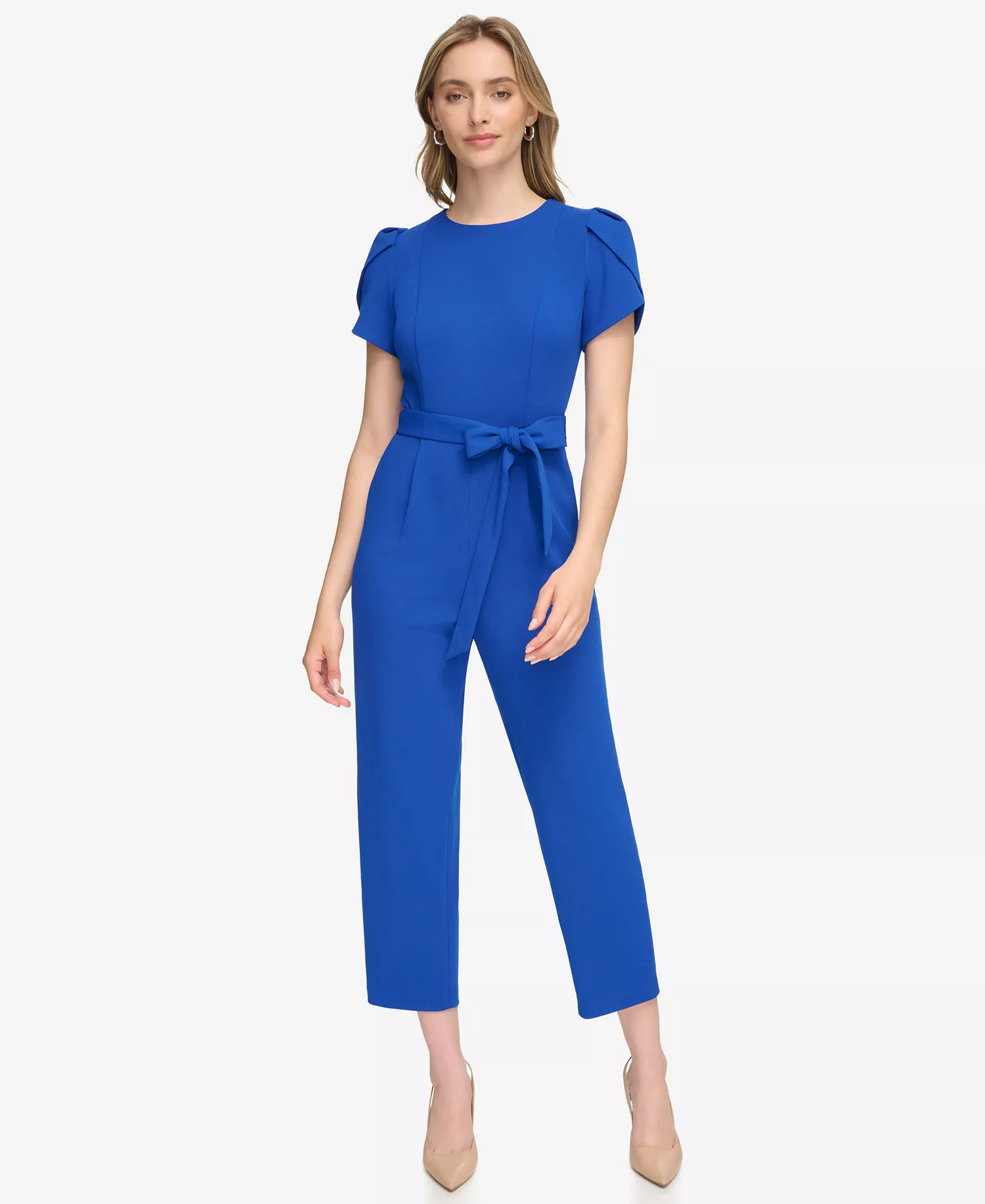 Women's Belted Tulip-Sleeve Jumpsuit - Regatta - 10
