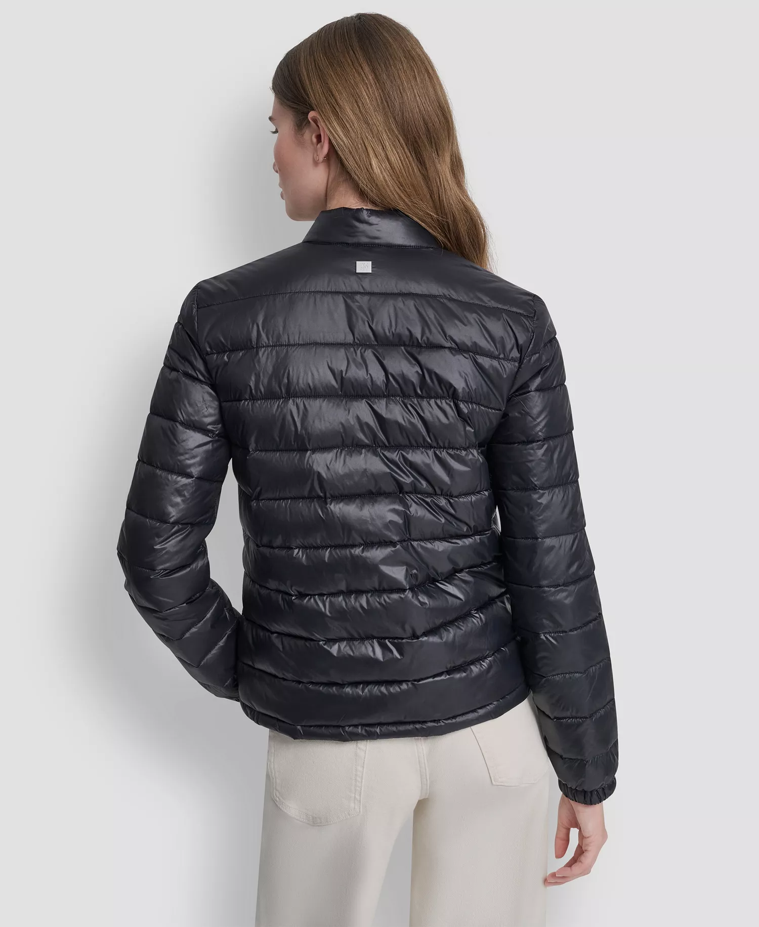 Women's Packable Moto Collar Short Coat - Black - L