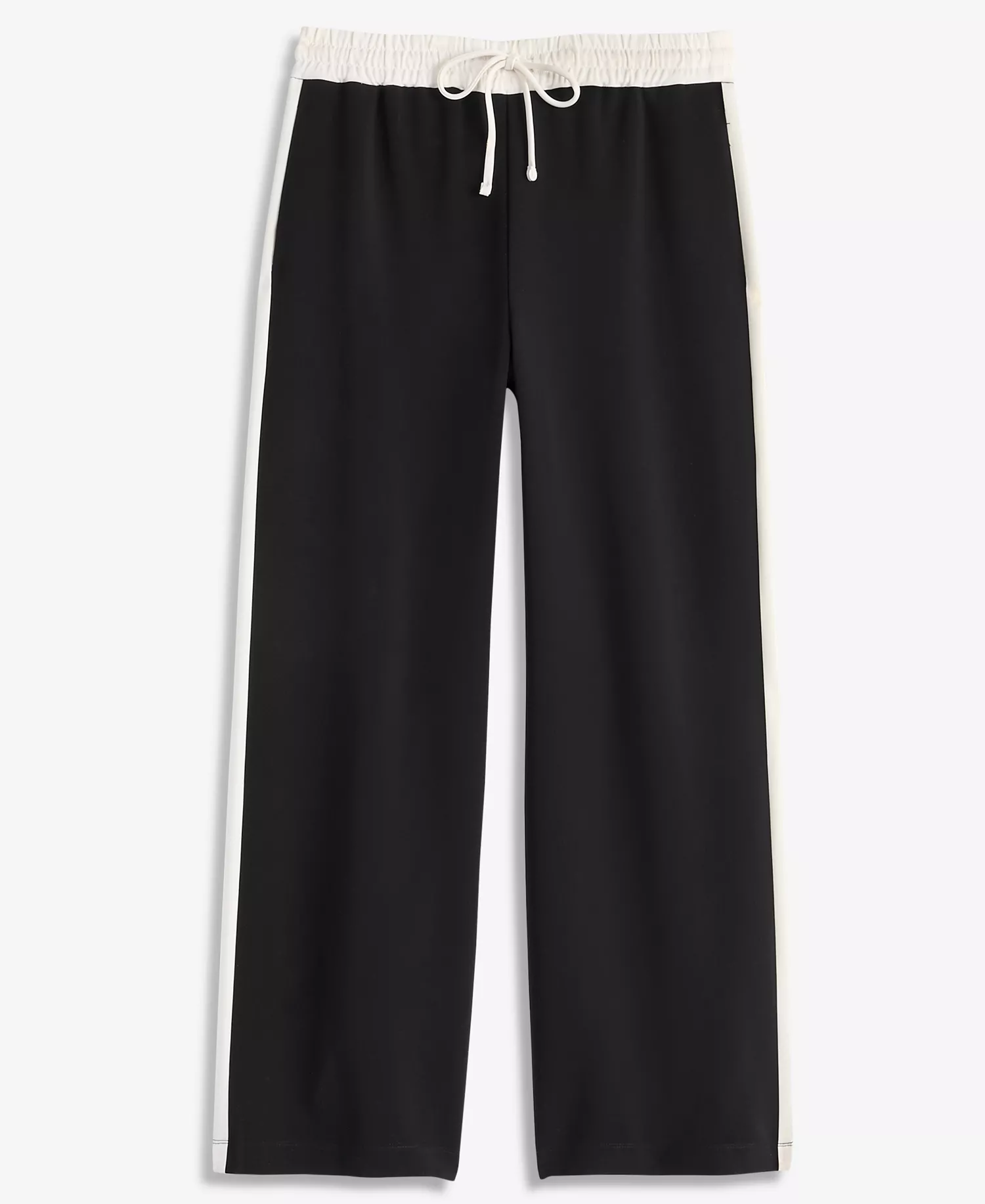 Women's Wide-Leg Side-Stripe Drawstring  Pants, Macy's Exclusive - Deep Black - L