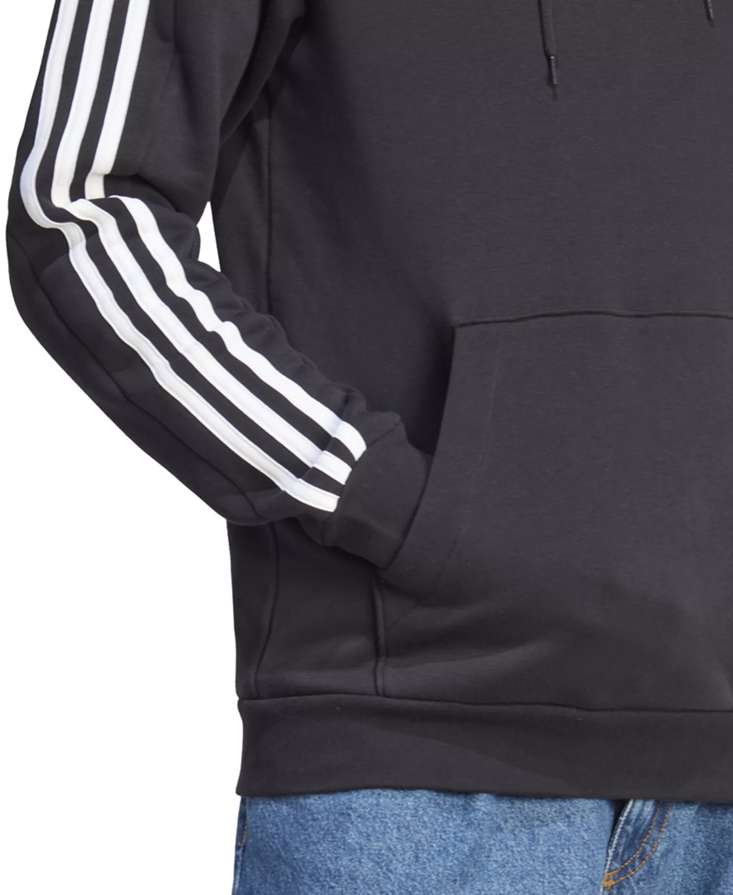 Men's Essentials 3-Stripes Regular-Fit Fleece Hoodie, Regular & Big & Tall  - Black/wht - 2XL
