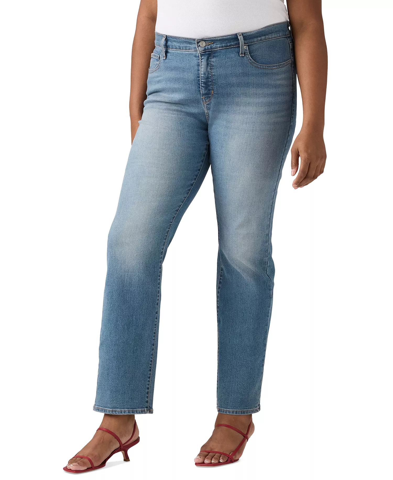 Trendy Plus Size 314 Mid-Rise Shaping Straight-Leg Jeans - Eternal Indigo - 14W