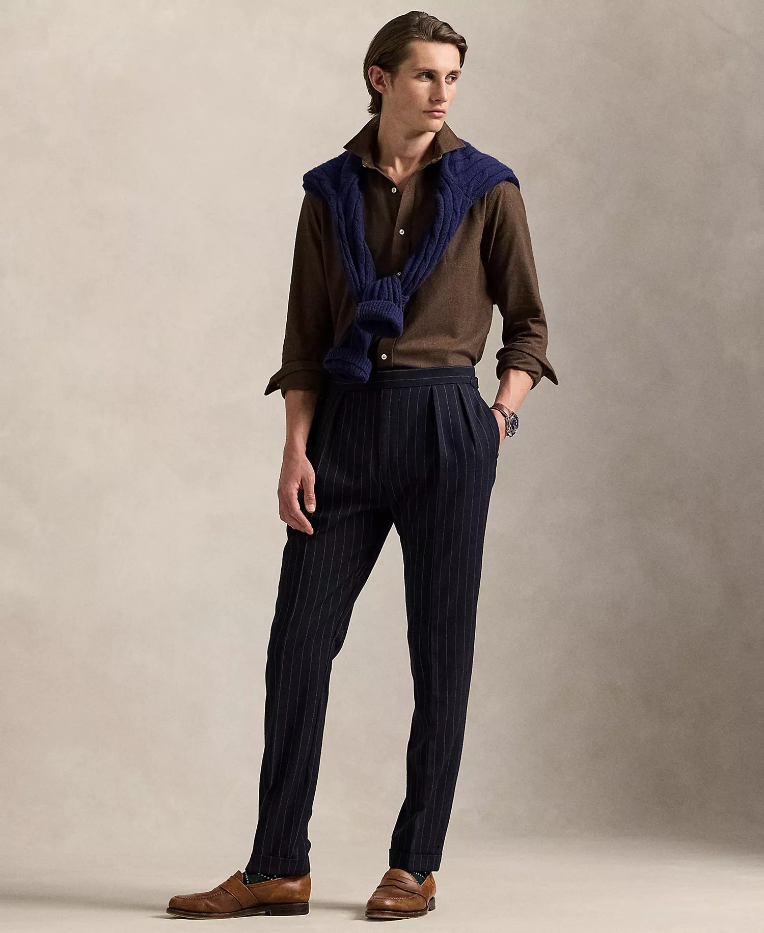 Men's Classic-Fit Performance Twill Shirt - Apline Brown Heather - 2XL