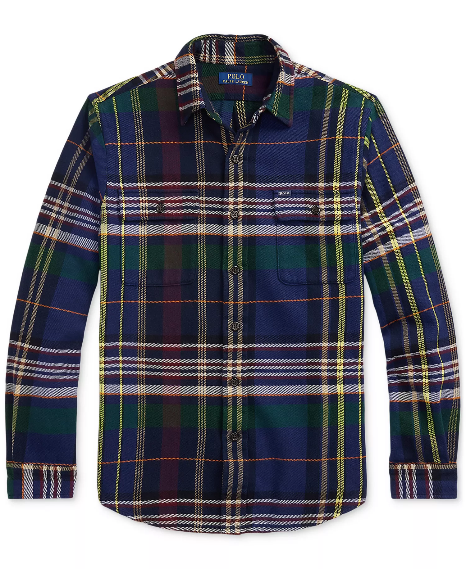 Men's Classic Plaid Brushed Flannel Workshirt - Navy Wine Multi - S