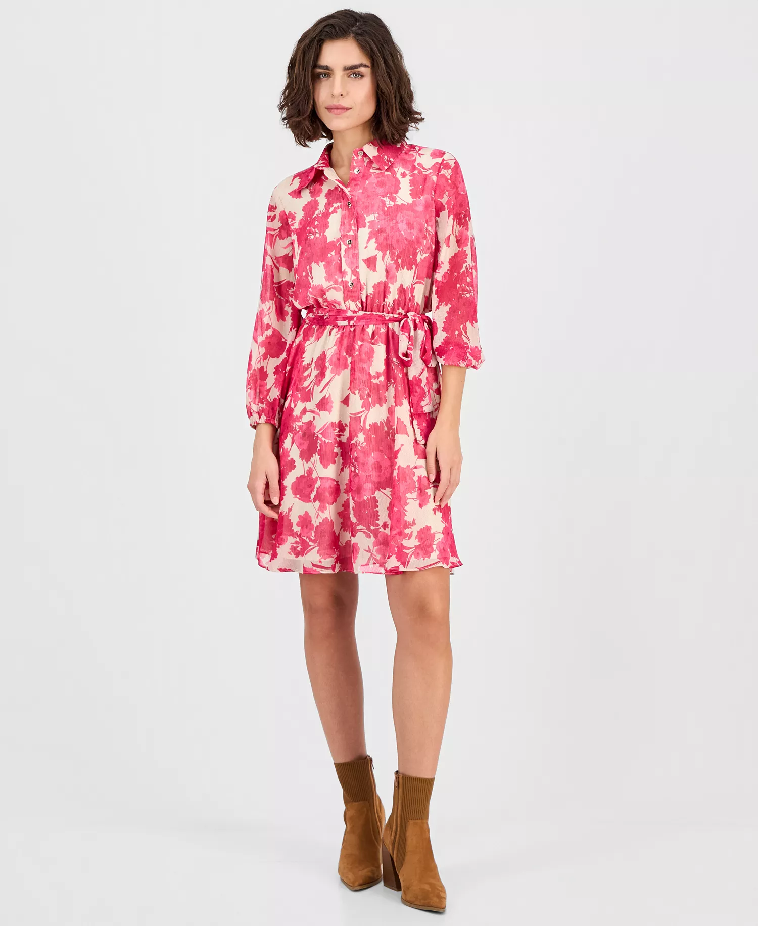 Nautical Jeans Women's Festival Floral Shirtdress - Aster Pink Multi - L