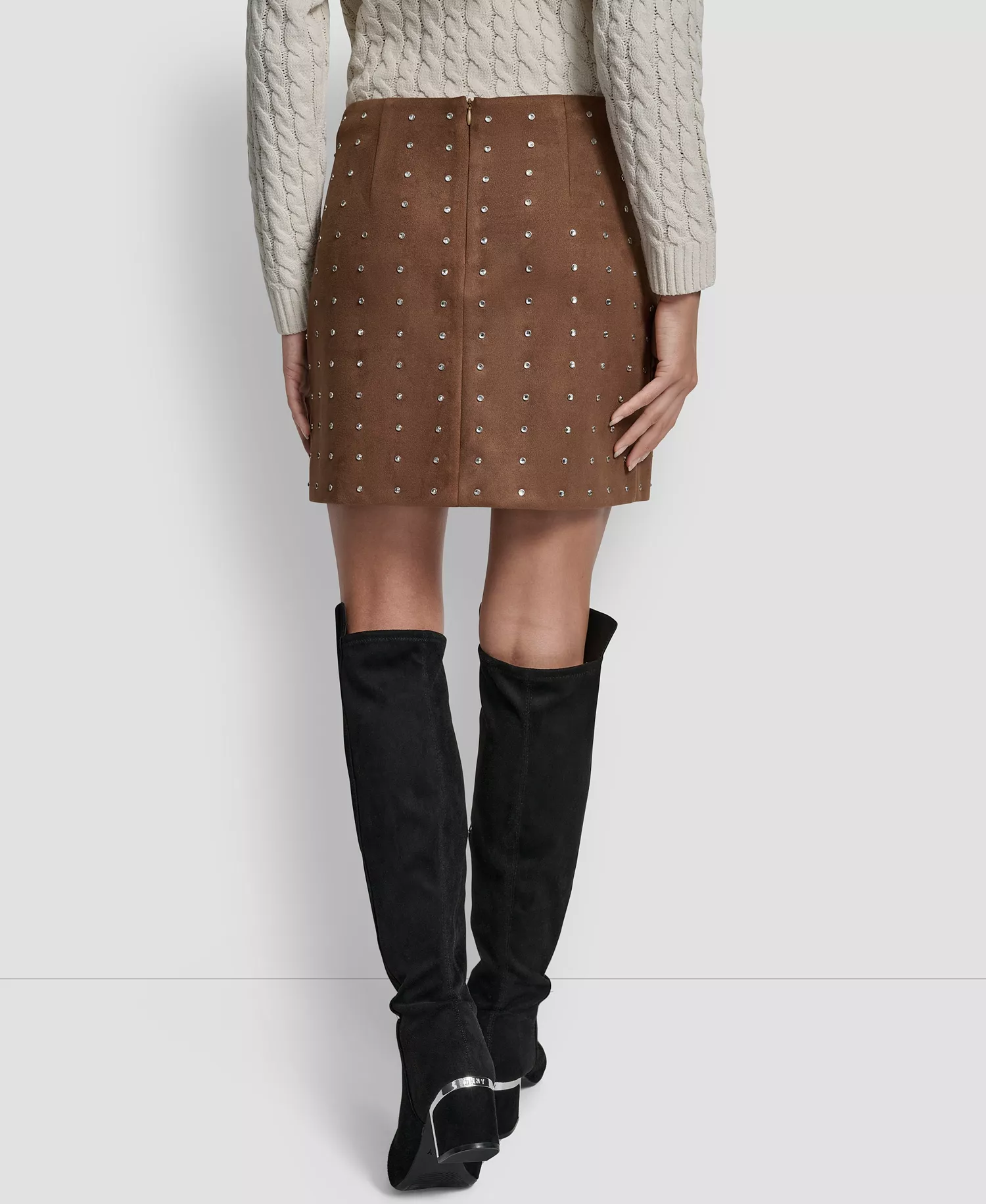 Women's Embellished Mini Skirt - Burnt Sugar - L