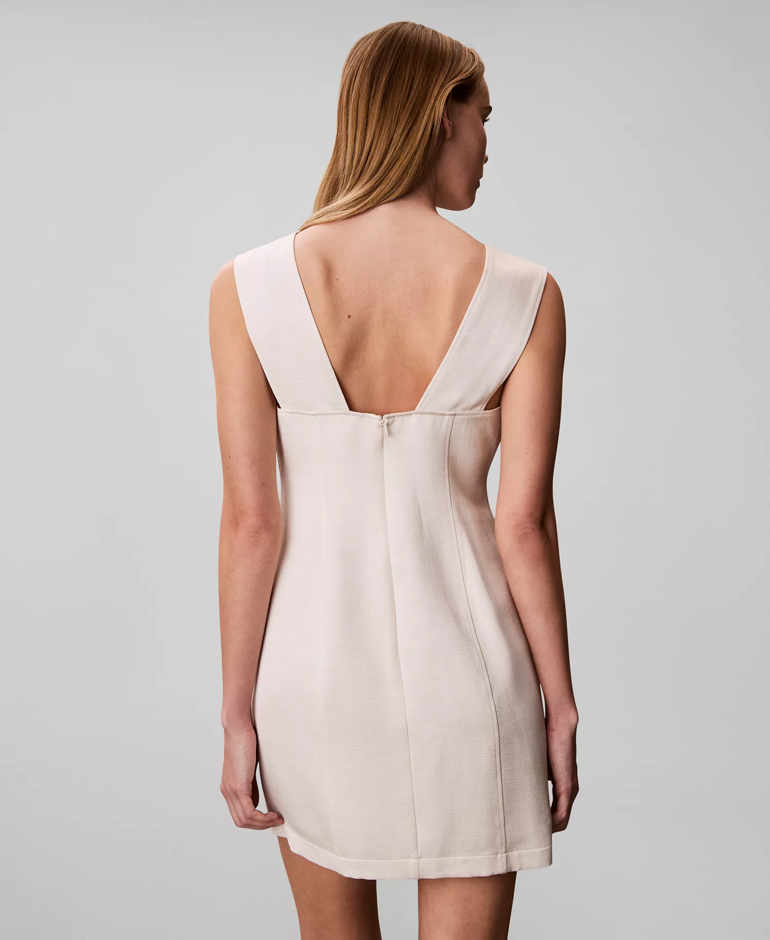 Women's V-Neck Mini Dress - Tofu - 10