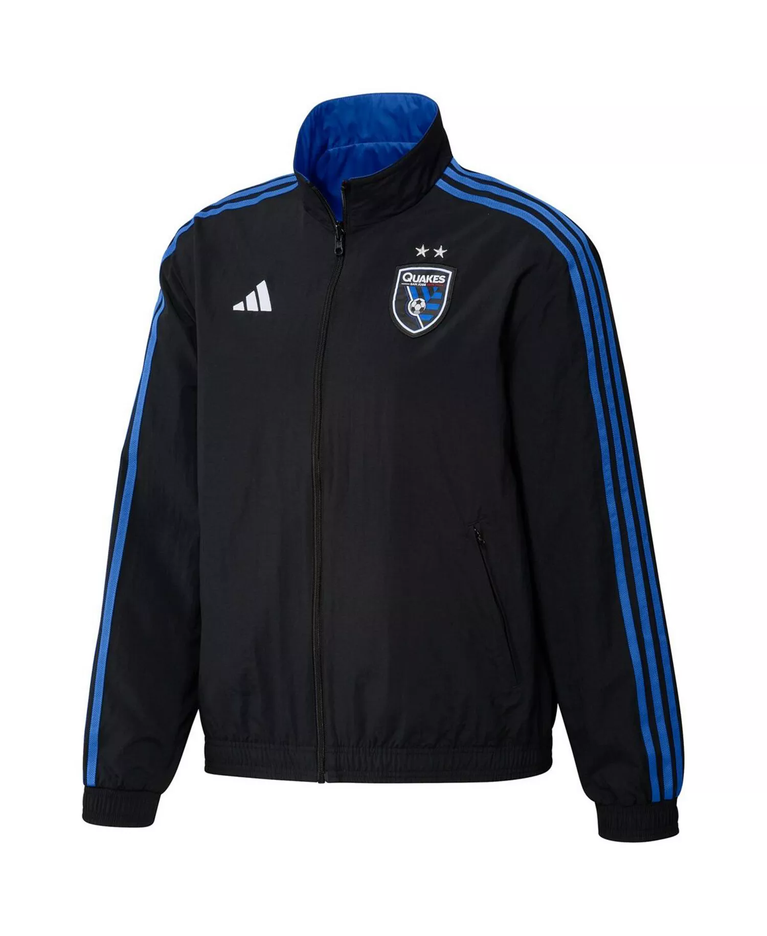Men's Black and Blue San Jose Earthquakes 2023 On-Field Anthem Full-Zip Reversible Team Jacket - Black, Blue - S