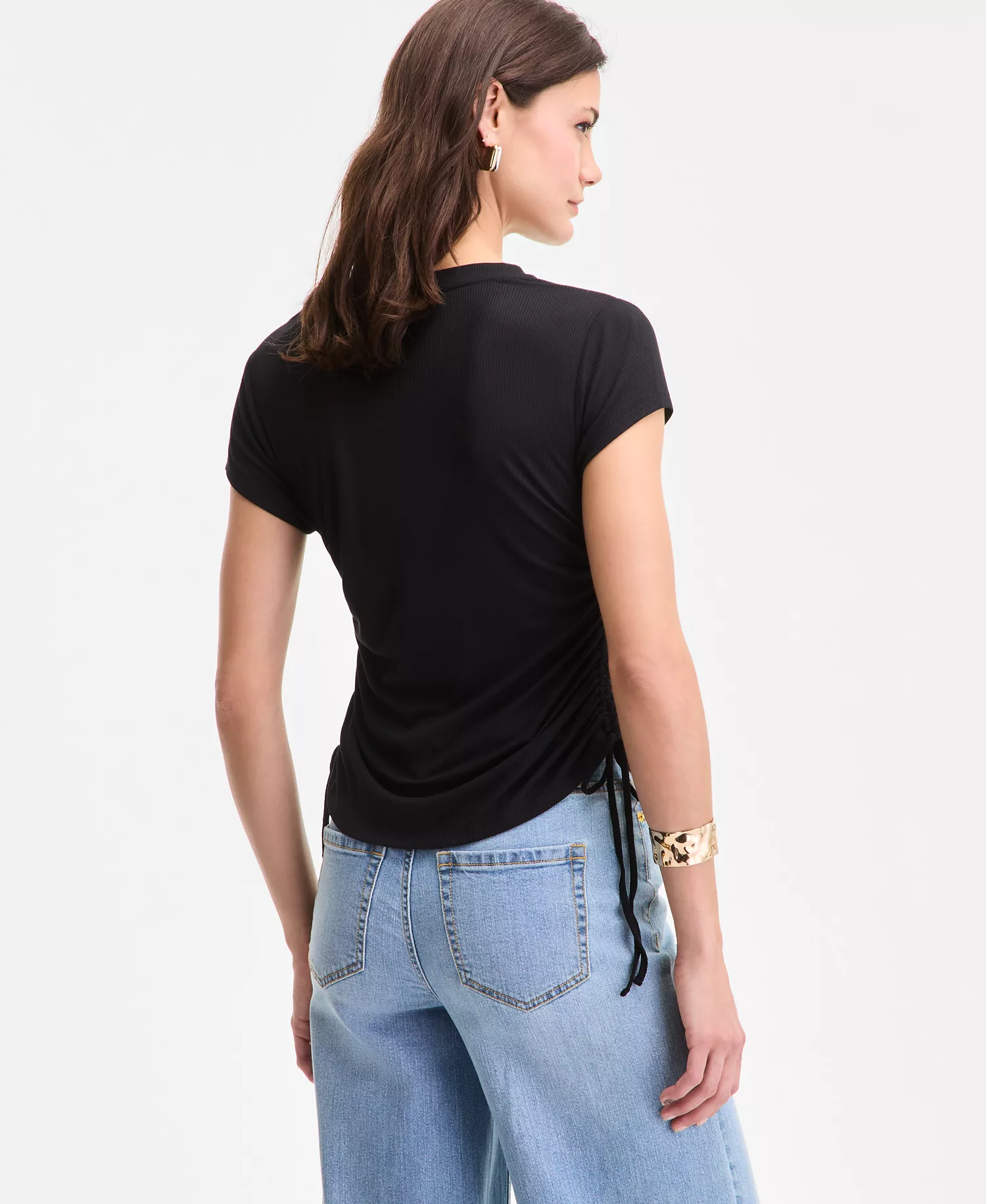 Women's Side-Tie T-Shirt, Exclusively at Macy's  - Deep Black - L