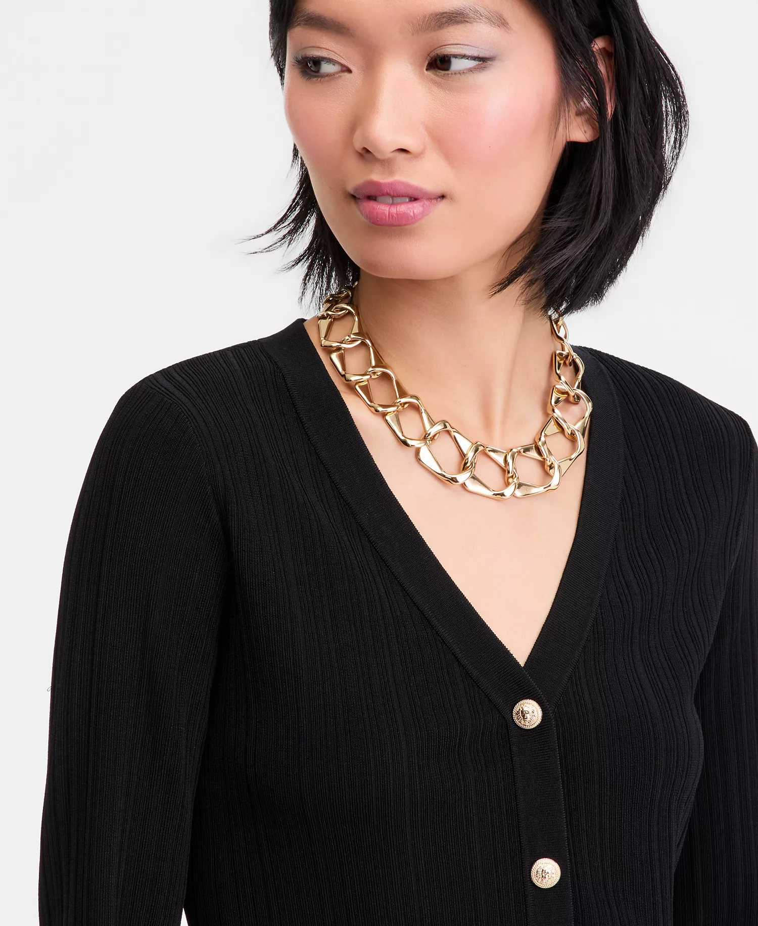 Women's Rib-Knit Long Cardigan, Macy's Exclusive - Deep Black - L