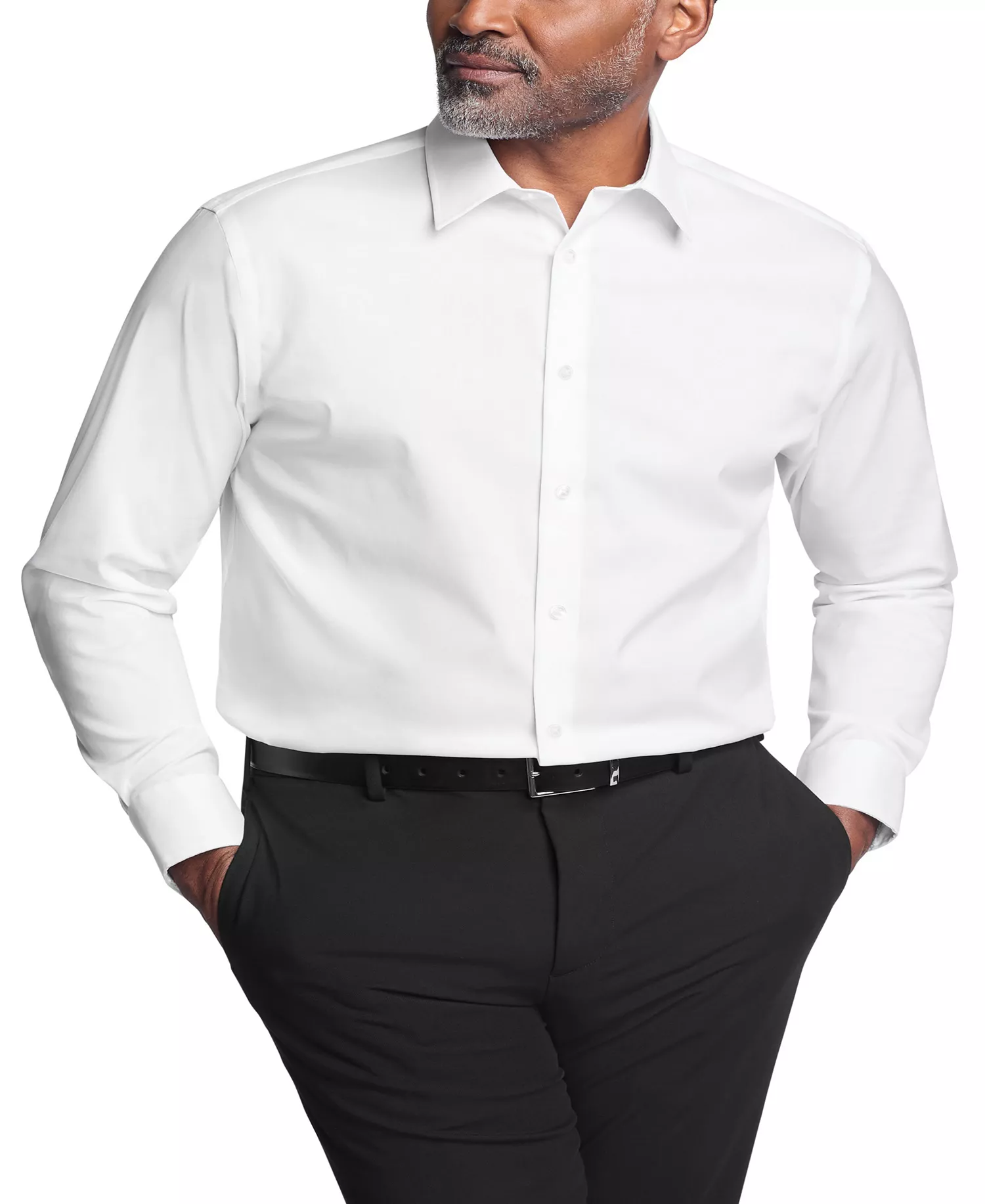 Men's Stretch Regular Fit Dress Shirt - White - 14.5 32/33