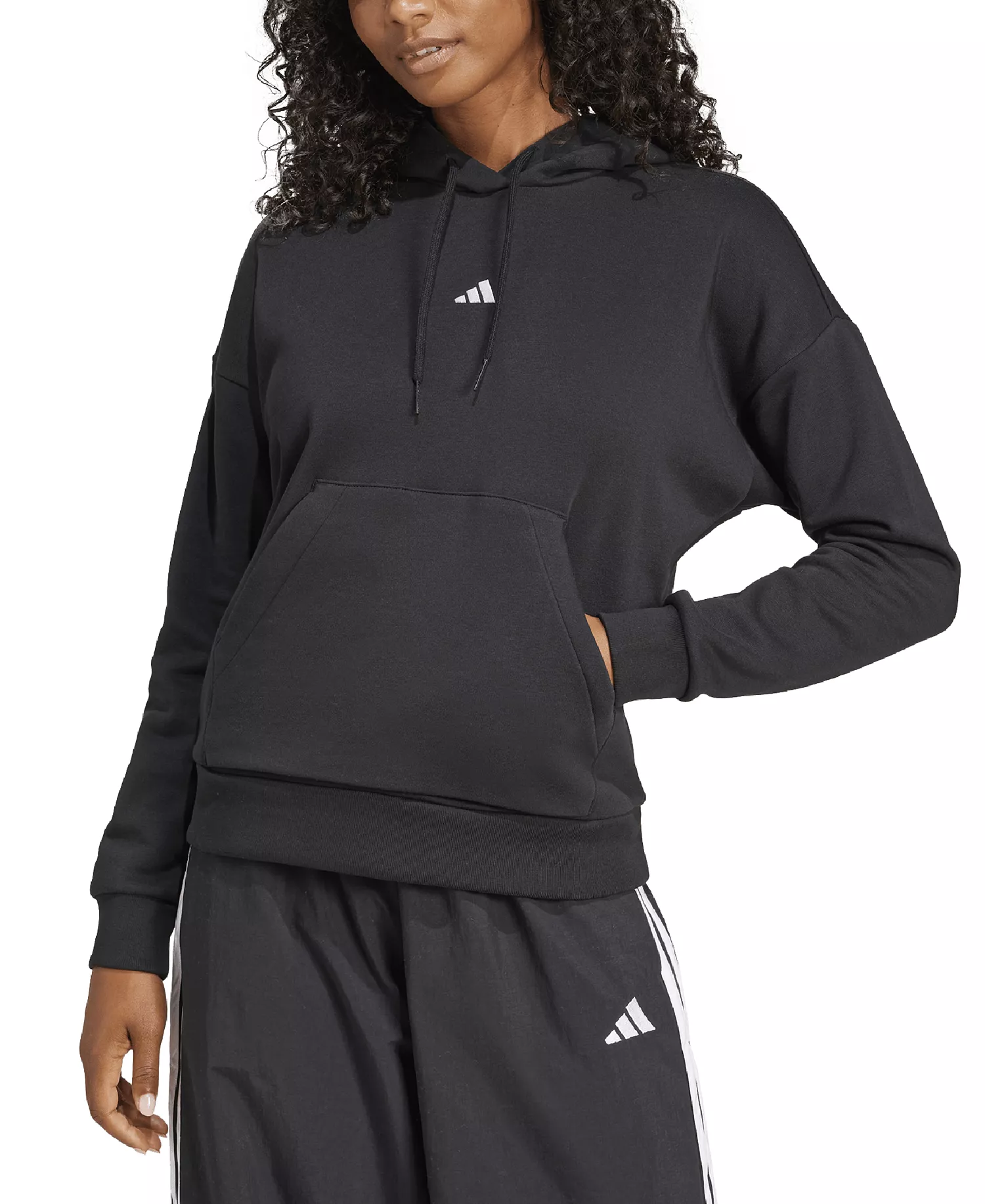Women's Essentials Long-Sleeve Logo Hoodie - Black/white - 2XL