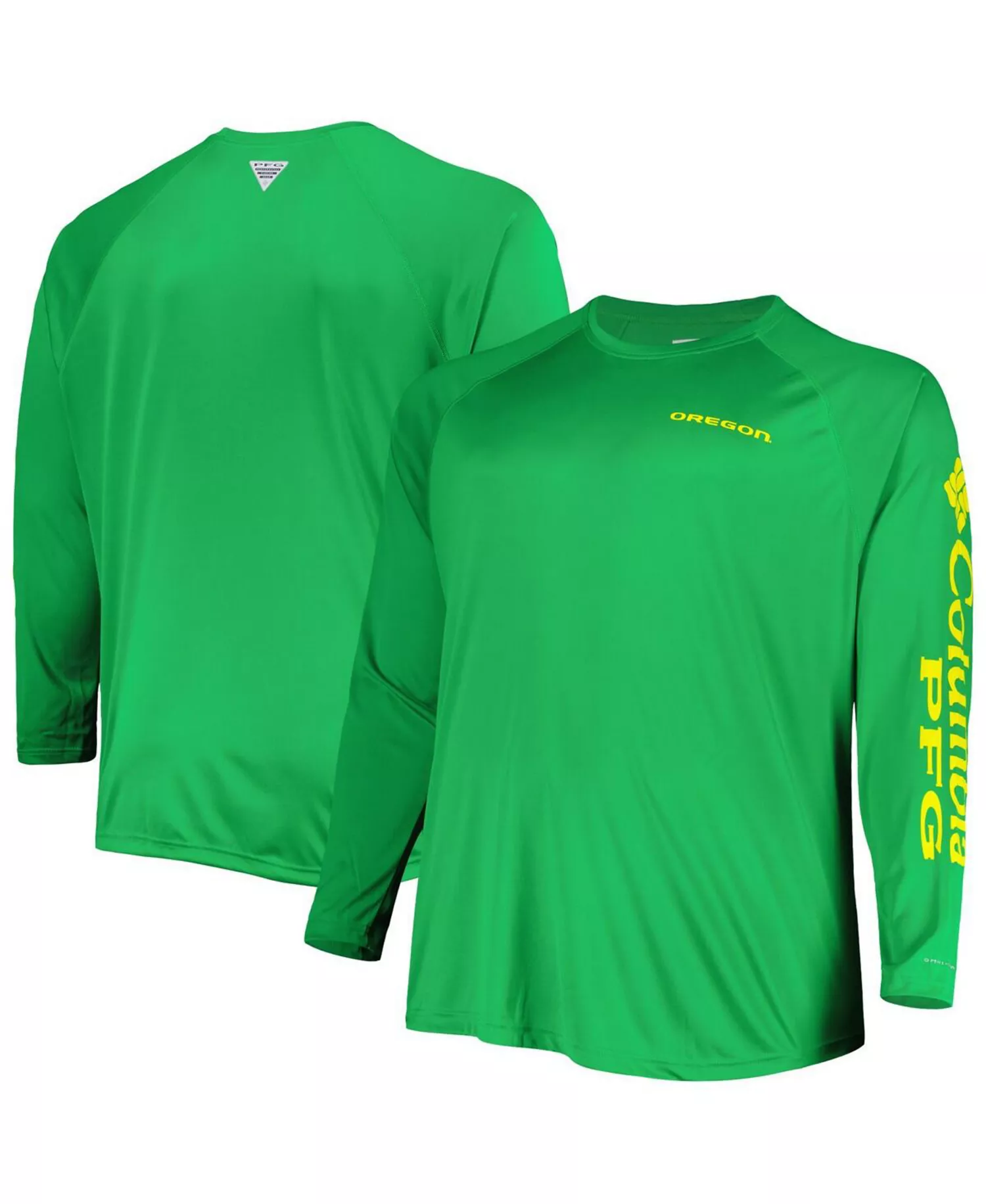 Men's Green Oregon Ducks Big and Tall Terminal Tackle Team Raglan Omni-Shade Long Sleeve T-shirt - Green - 3XB