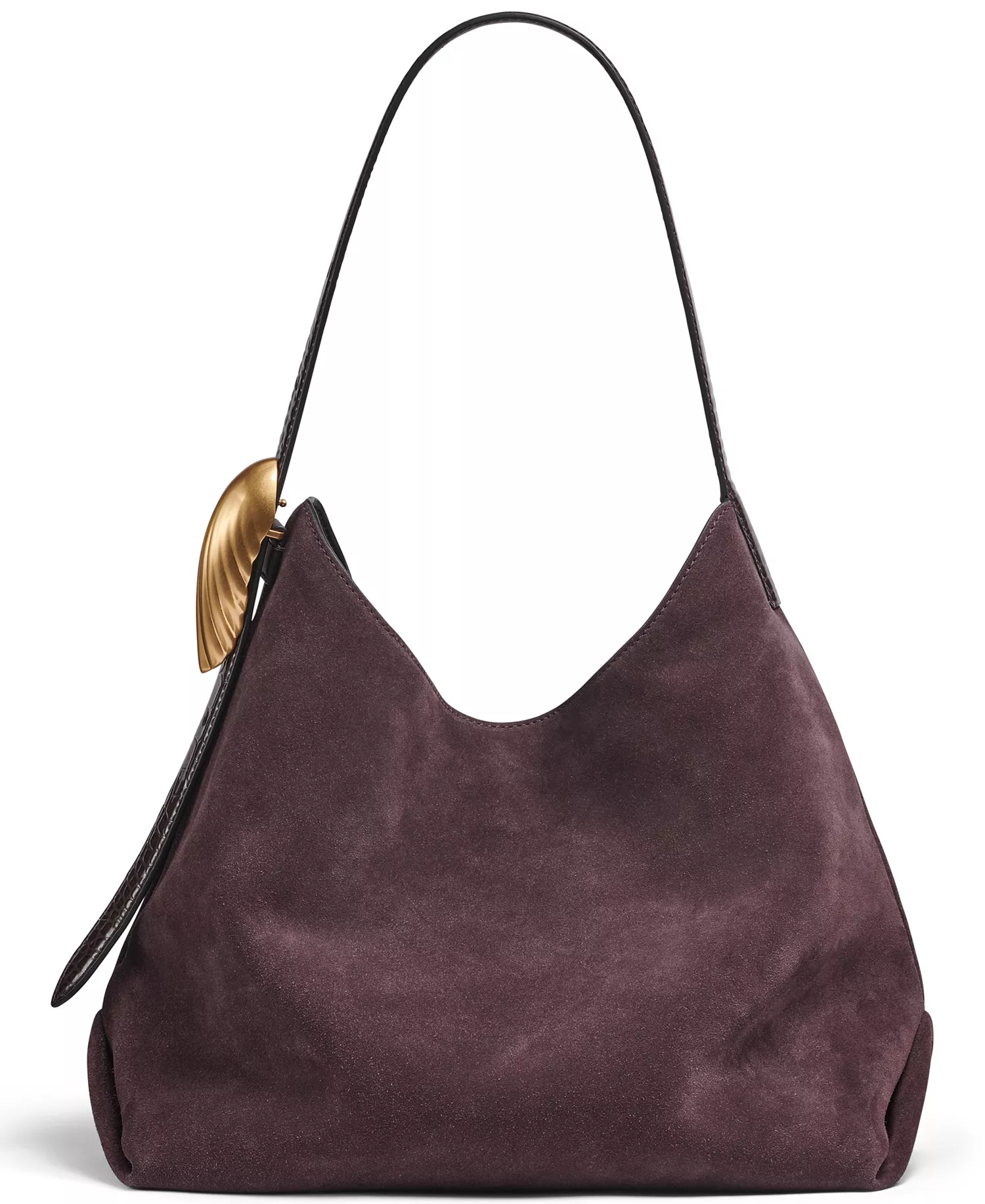 Georgette Suede Medium Bucket Bag - Chocolate Plum - NO SIZE